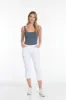 Plus Size White Crop Pants with Pockets & Strap Hem Vents sold by SlimSation