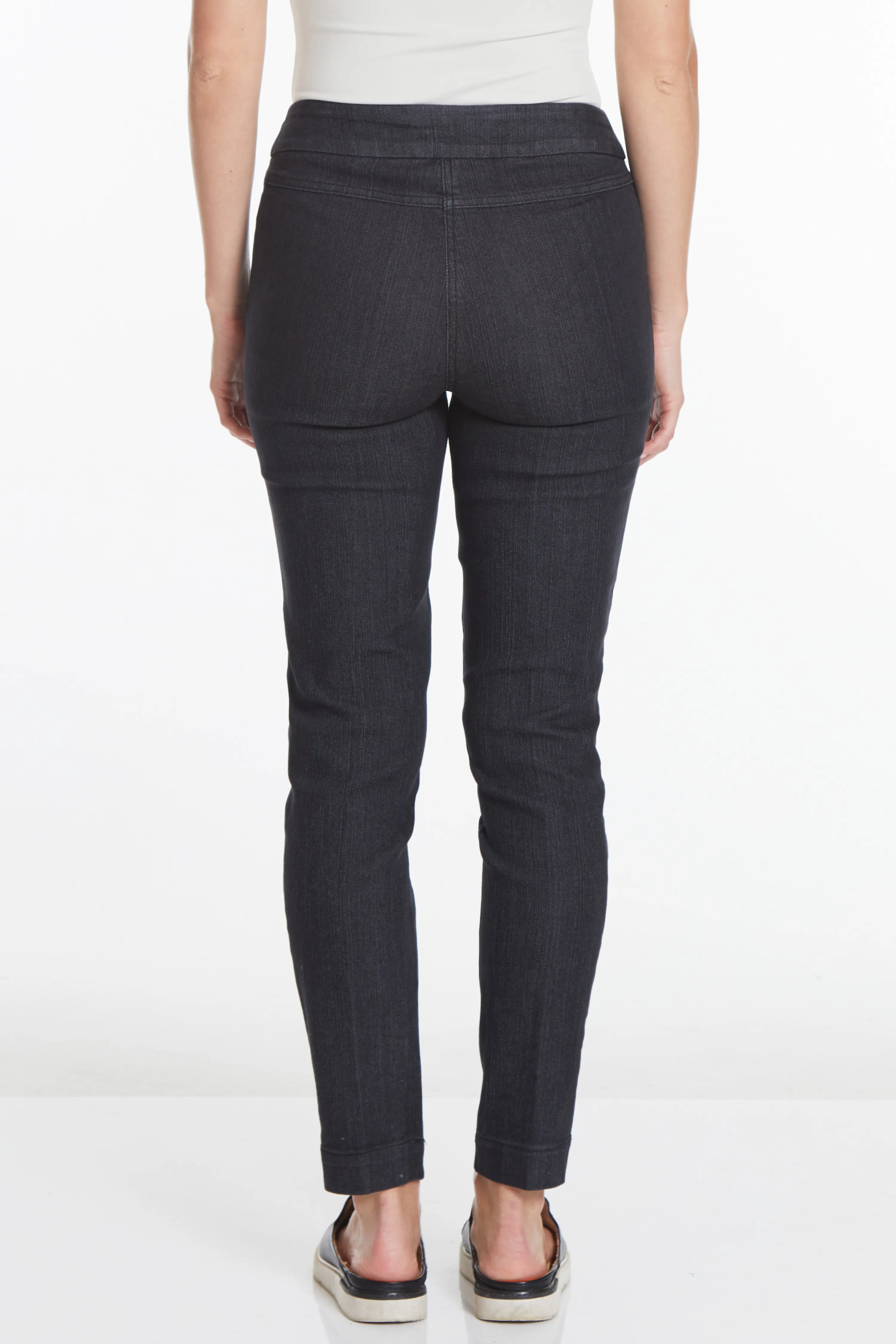 Plus Pull-On Solid Narrow Leg Pant With Faux Front Pockets - Black Denim sold by SlimSation product image thumbnail 2
