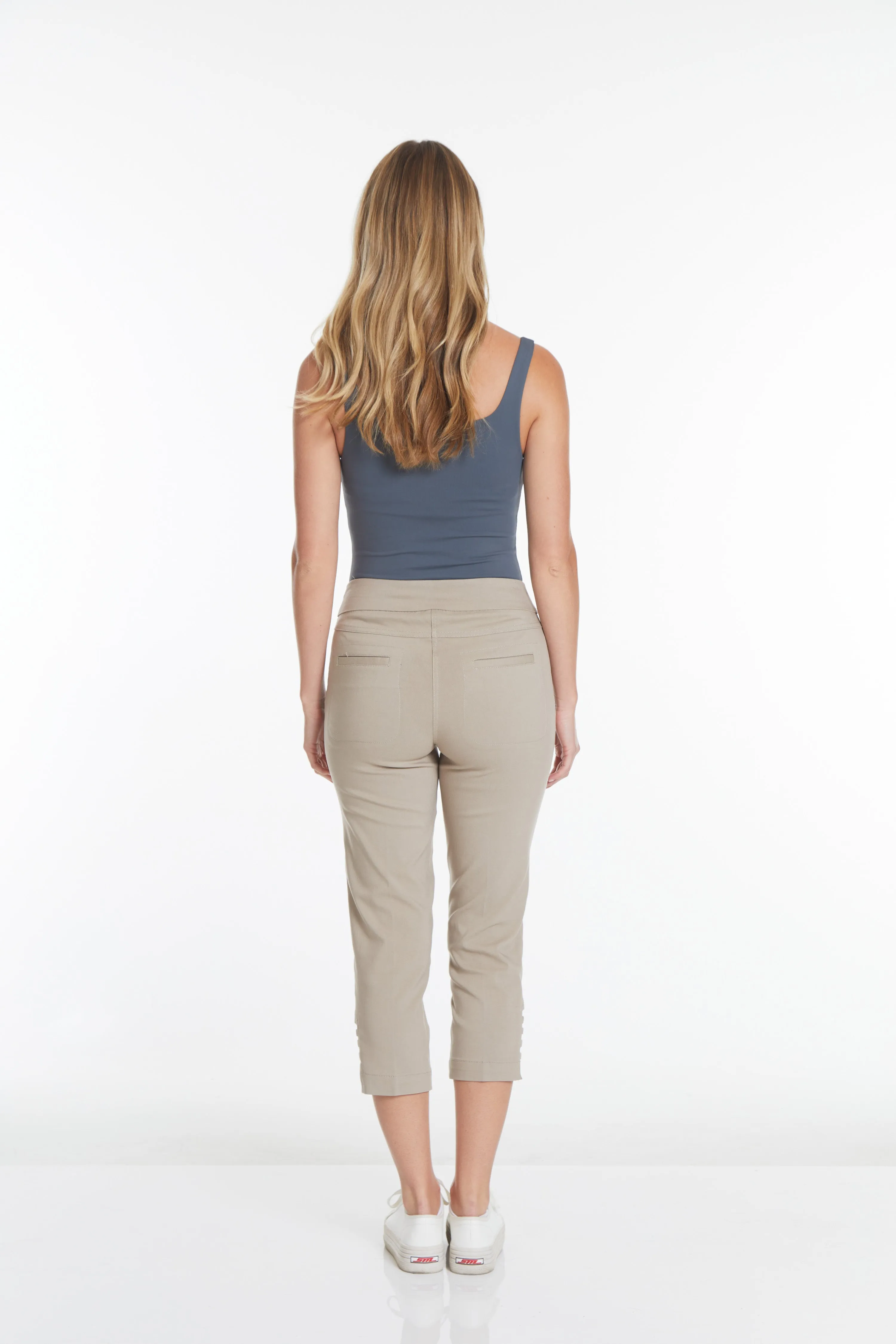 Crop Pant with Real Pockets & Strap Hem Vents - Stone sold by SlimSation product image thumbnail 4