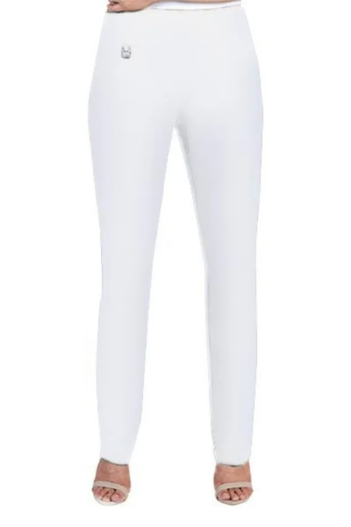 Wide Band Pull On Solid EASE-Y-Fit Knit Relaxed Pant - White sold by SlimSation