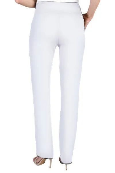 Wide Band Pull On Solid EASE-Y-Fit Knit Relaxed Pant - White sold by SlimSation product image thumbnail 2
