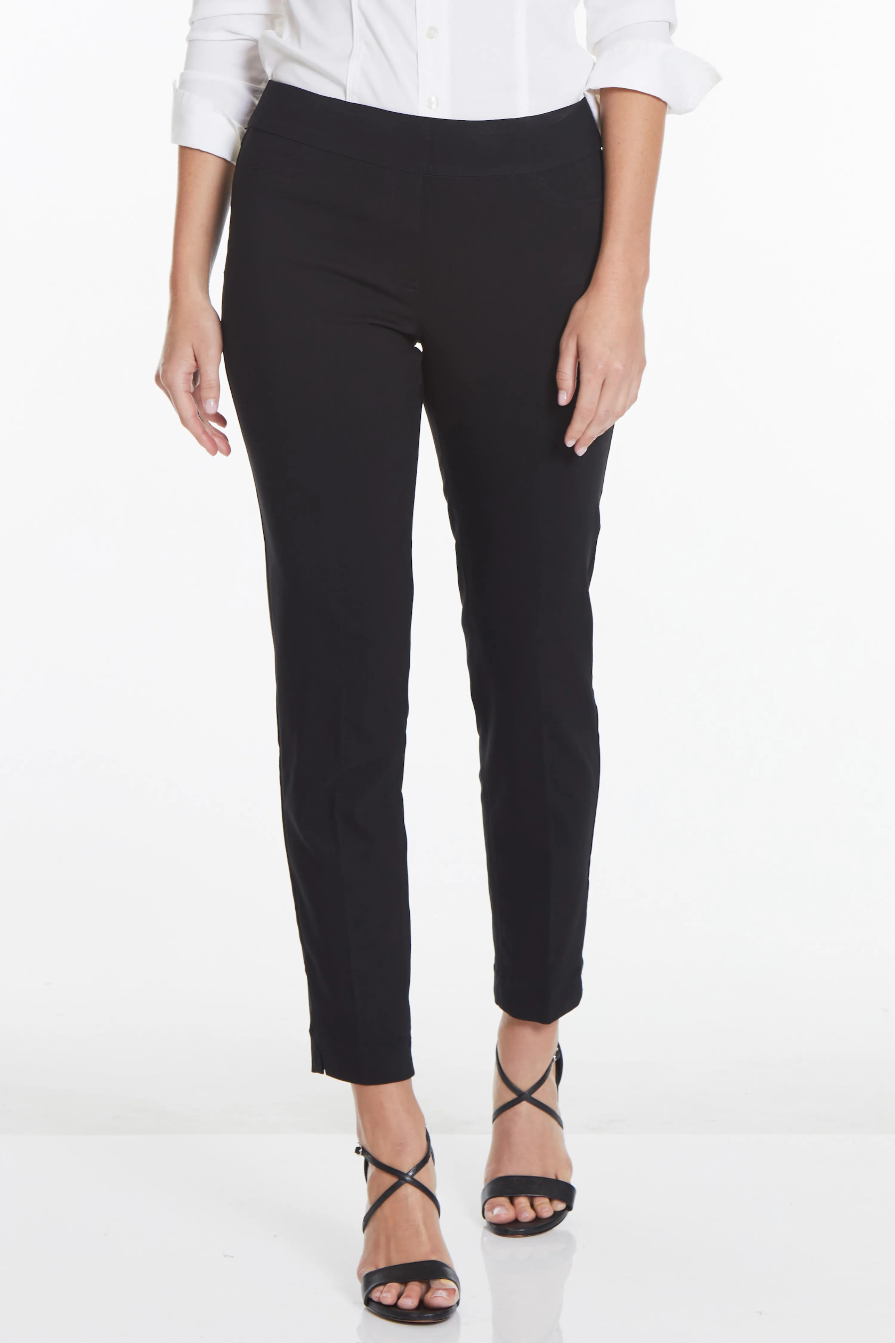 Pull-On Black Ankle Dress Pants with Pockets sold by SlimSation