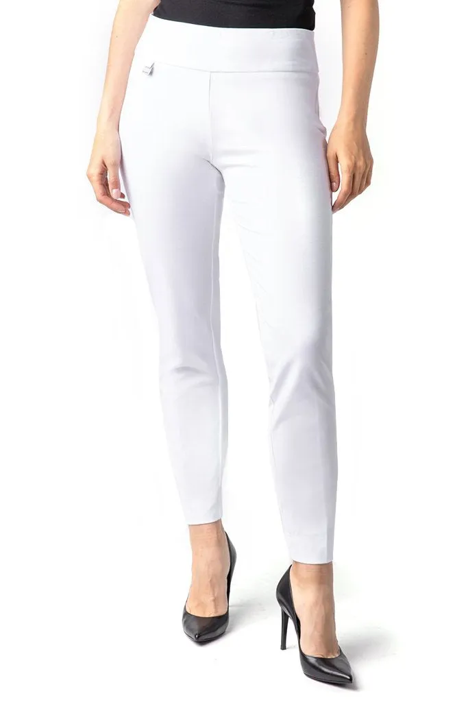 Wide Band Elastic Waist Ankle Pants - White sold by SlimSation