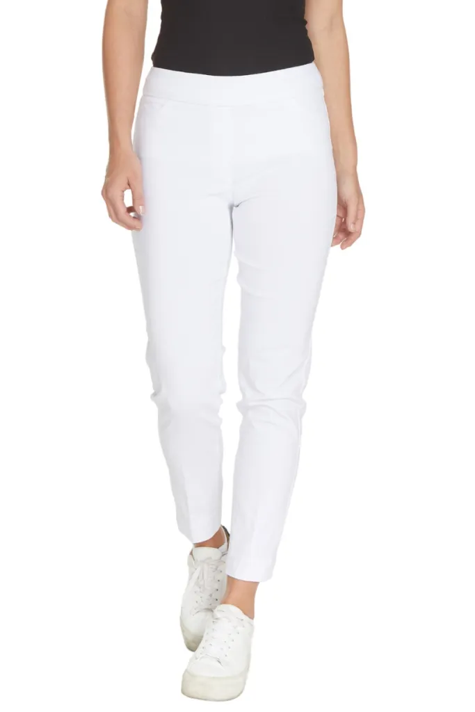 Plus Size White Ankle Pants with Back Pockets sold by SlimSation