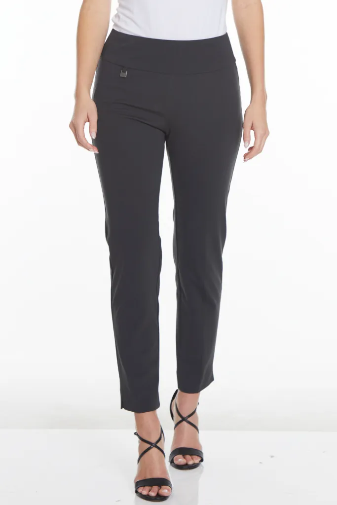 Wide Band Elastic Waist Ankle Pants - Intense Gray sold by SlimSation
