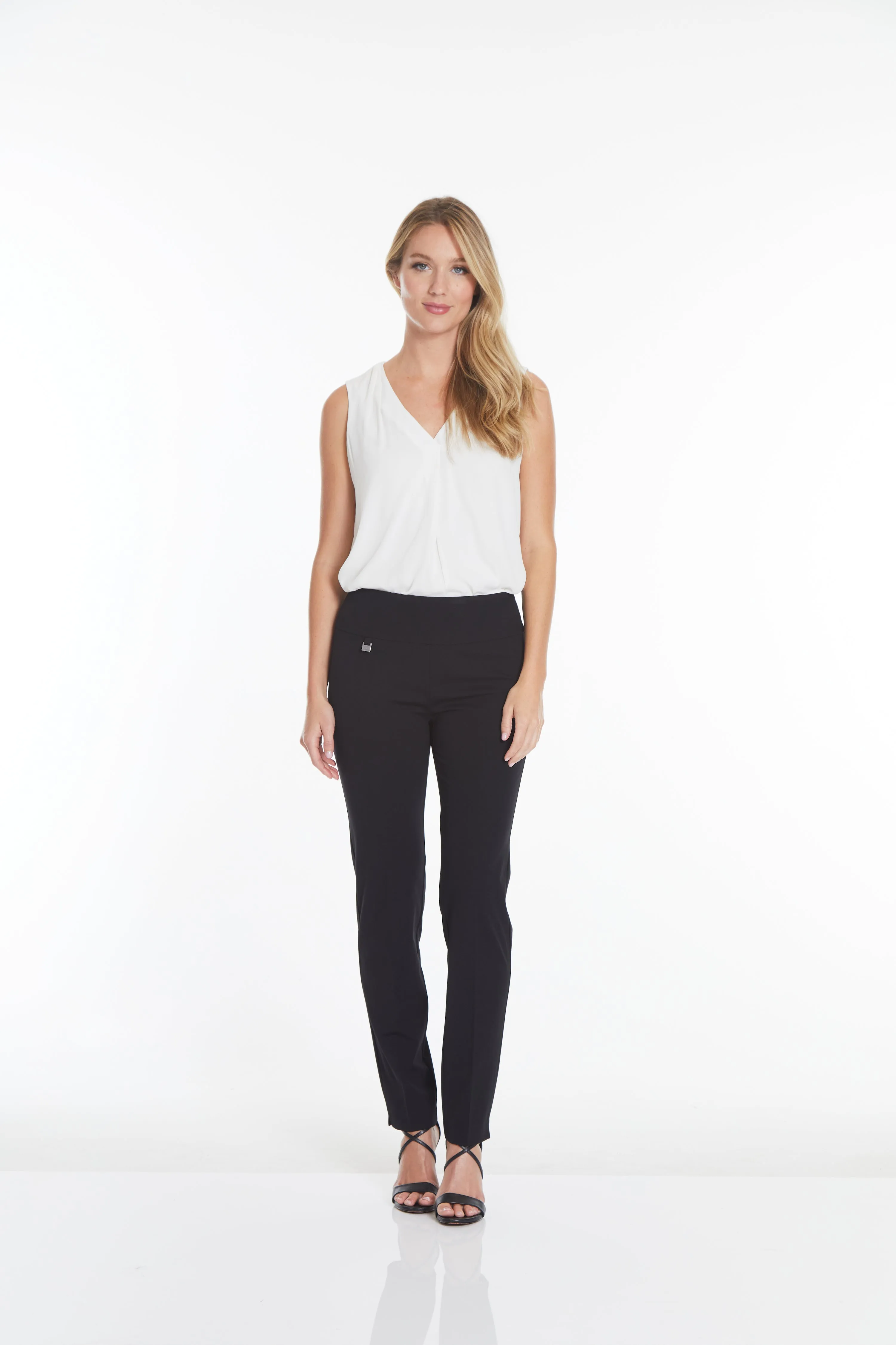 Wide Band Elastic Waist Ankle Pants - Black sold by SlimSation product image thumbnail 3