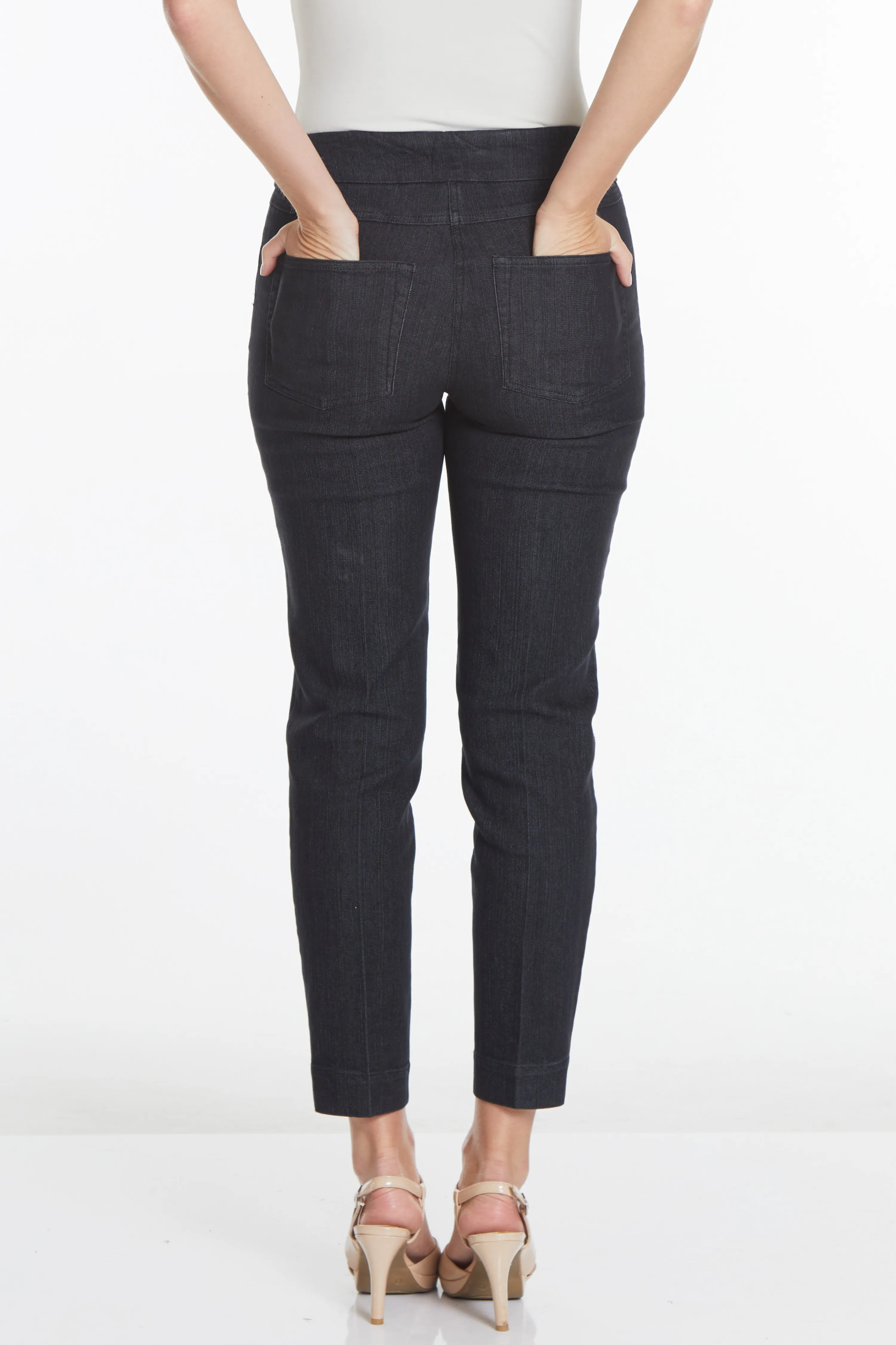 Pull-On Black Denim Ankle Pants sold by SlimSation product image thumbnail 2