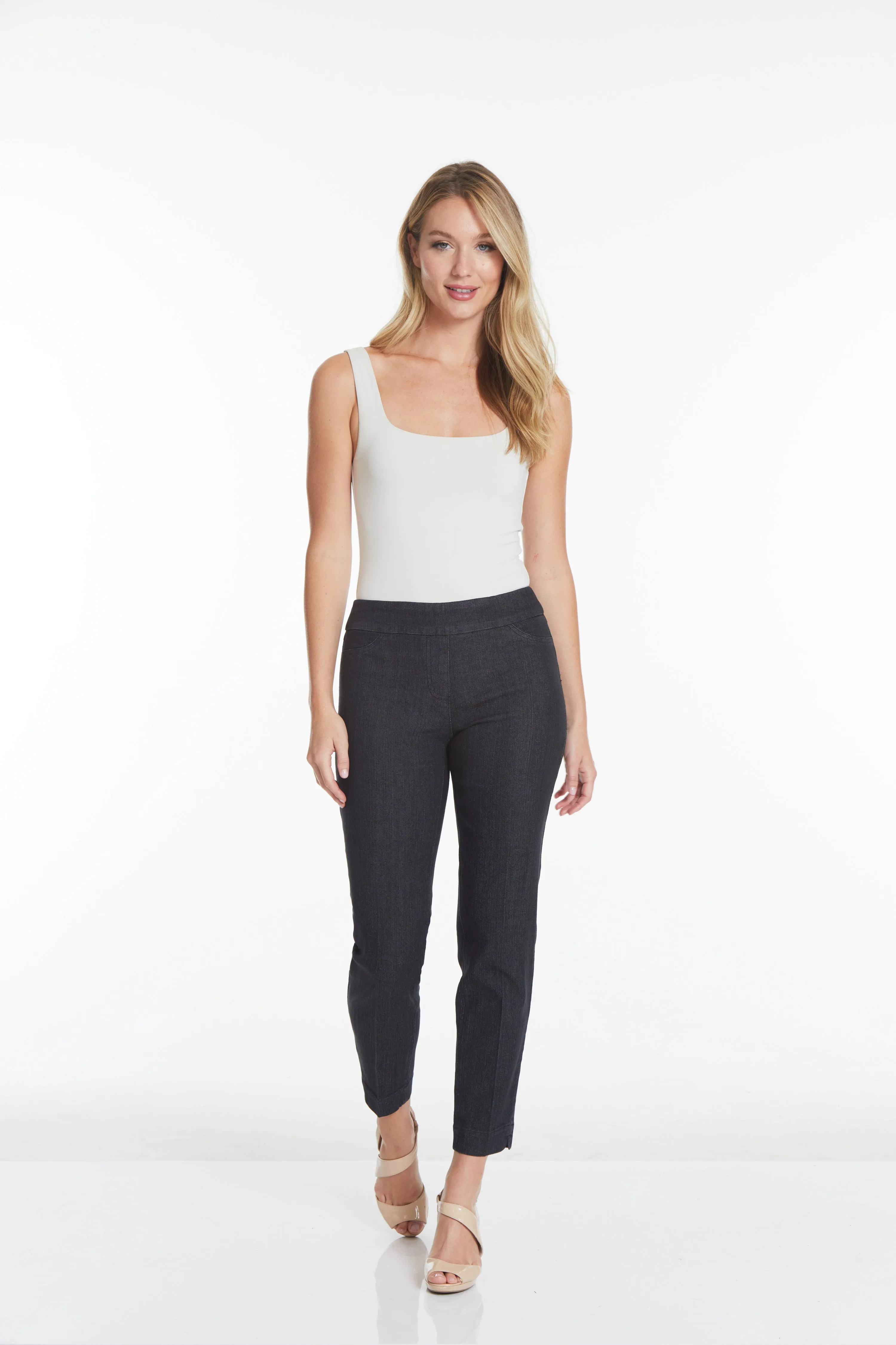 Pull-On Black Denim Ankle Pants sold by SlimSation product image thumbnail 5