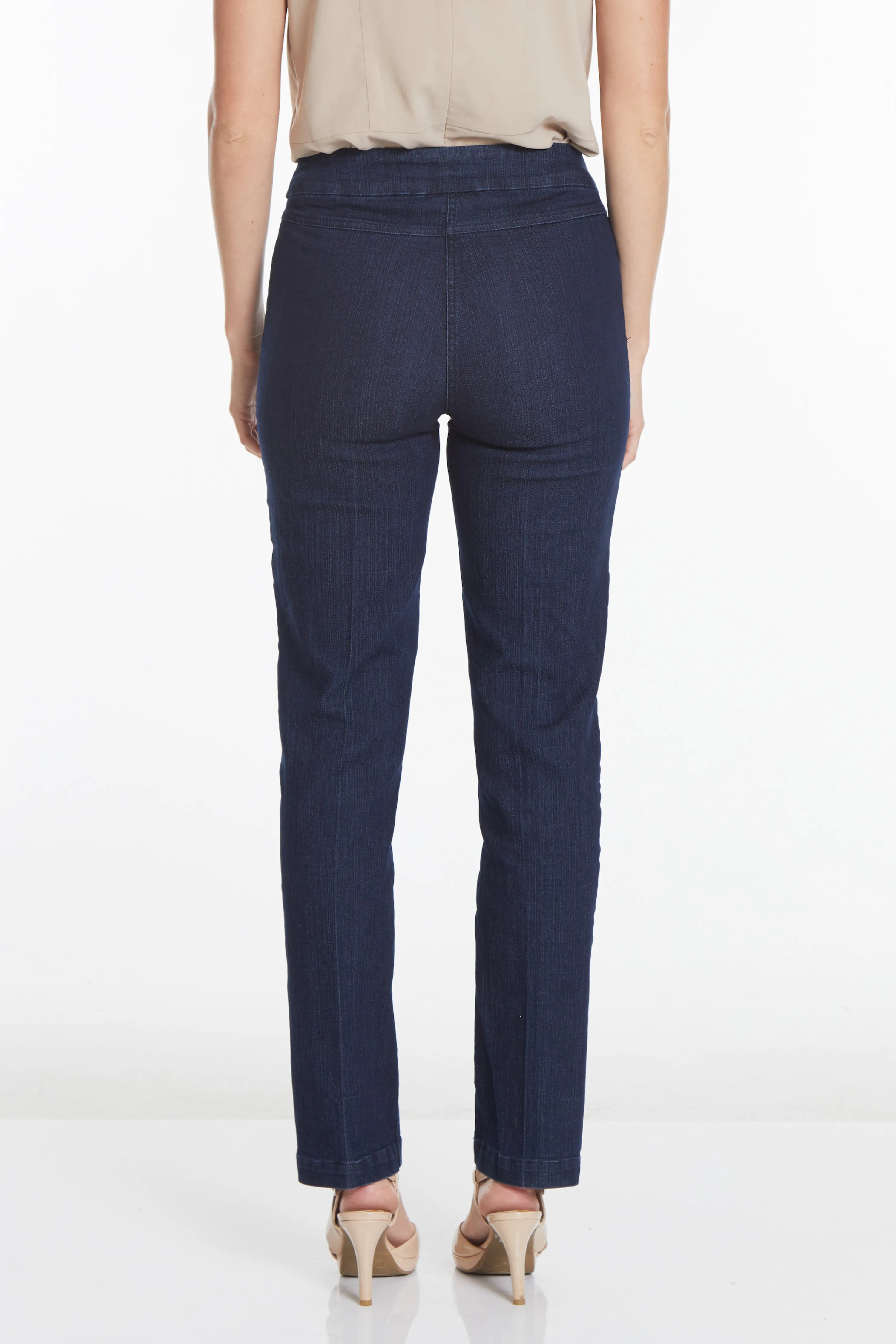 Pull-On Solid Relaxed Leg Pant With Faux Front Pockets - Denim sold by SlimSation product image thumbnail 2