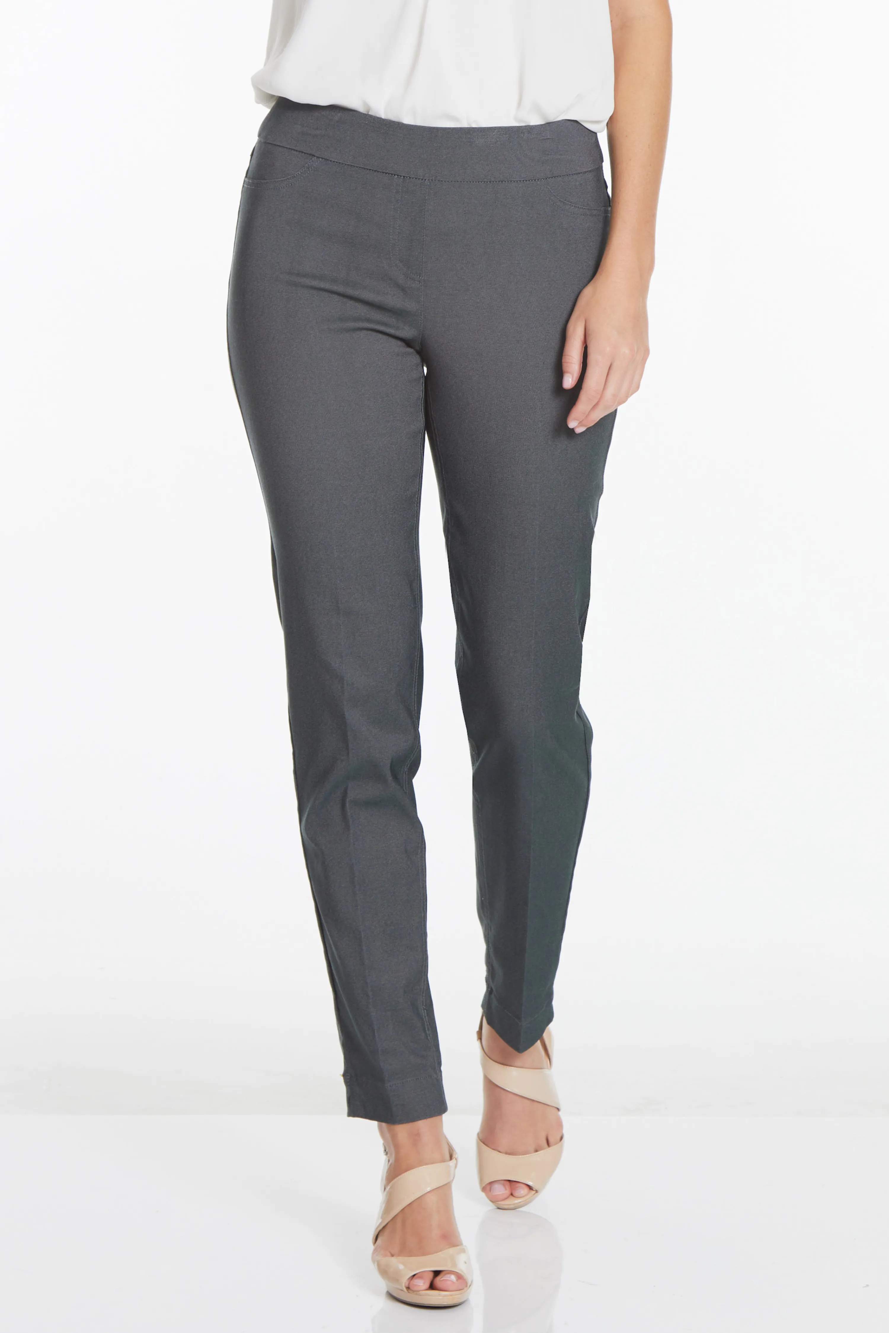 Pull-On Narrow Leg Pant - Charcoal sold by SlimSation