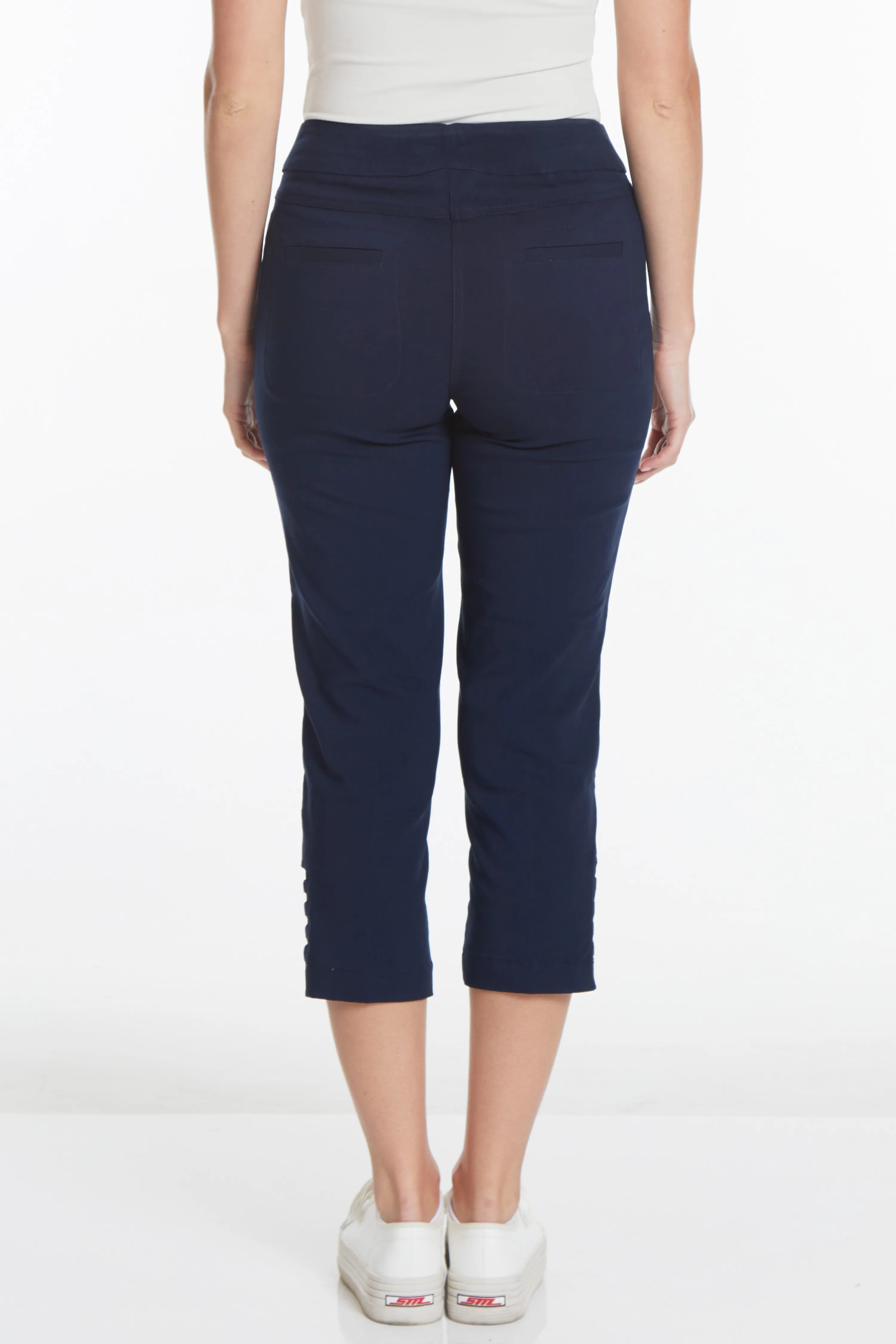 Plus Size Midnight Blue Cropped Pants with Pockets & Strap Hem Vents sold by SlimSation product image thumbnail 2