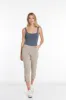 Petite Crop Pant With Real Pockets & Strap Hem Vents - Stone sold by SlimSation