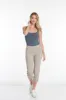 Petite Crop Pant With Real Pockets & Strap Hem Vents - Stone sold by SlimSation