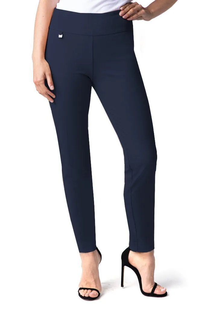 Plus Size Elastic Waist Pull On Pants - Midnight Blue sold by SlimSation