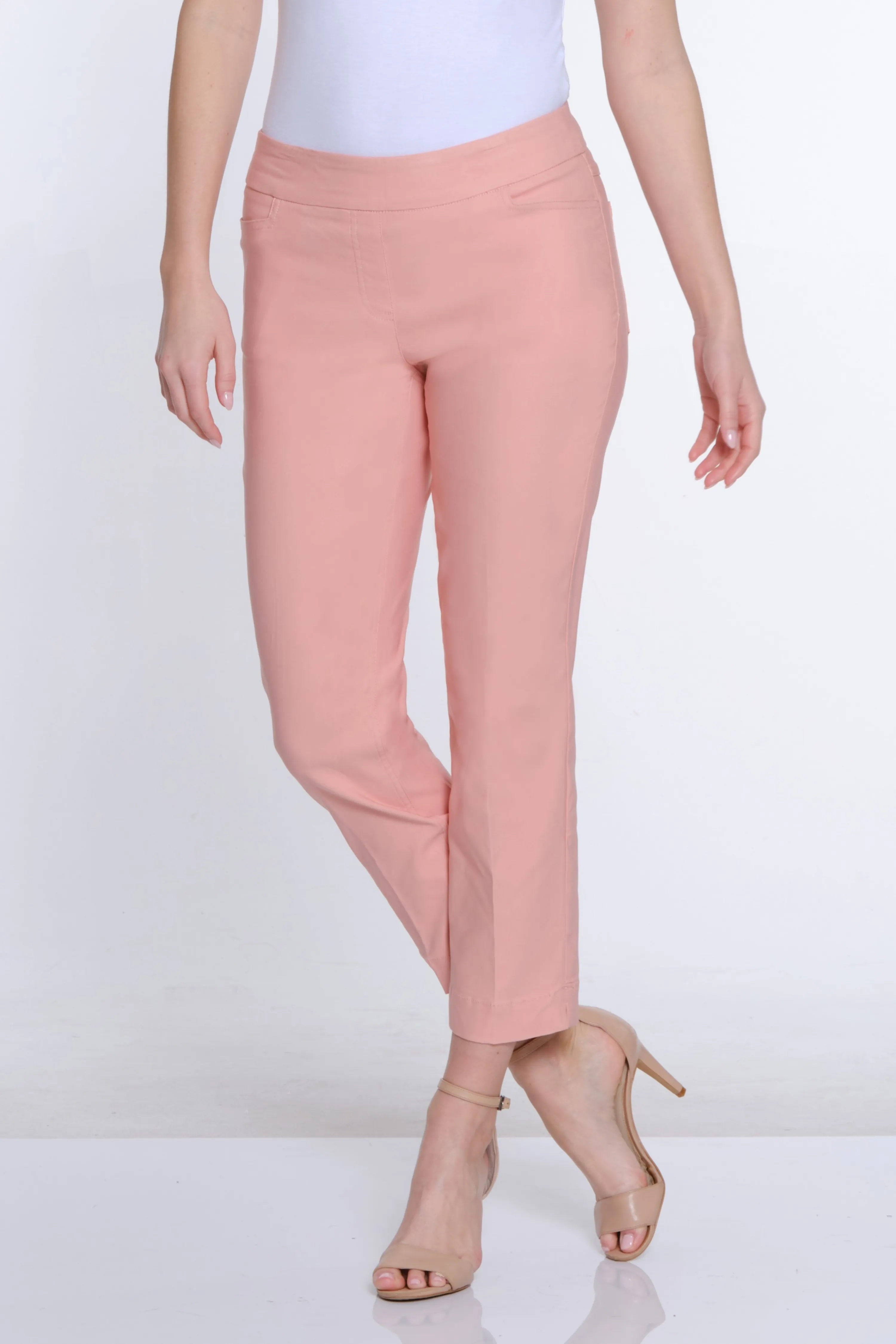 Plus Pull-On Crop Pant With Real Front & Back Pockets - Blush sold by SlimSation