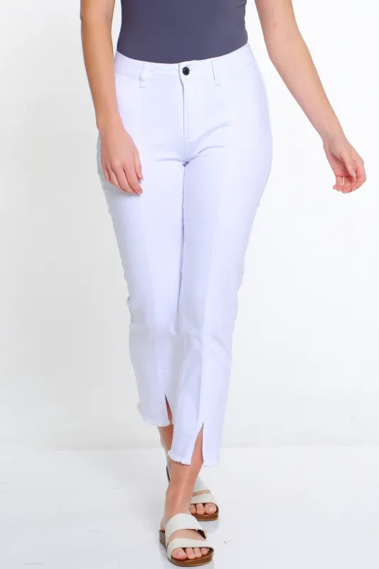 Center Seamed Denim Ankle Jean - White sold by SlimSation