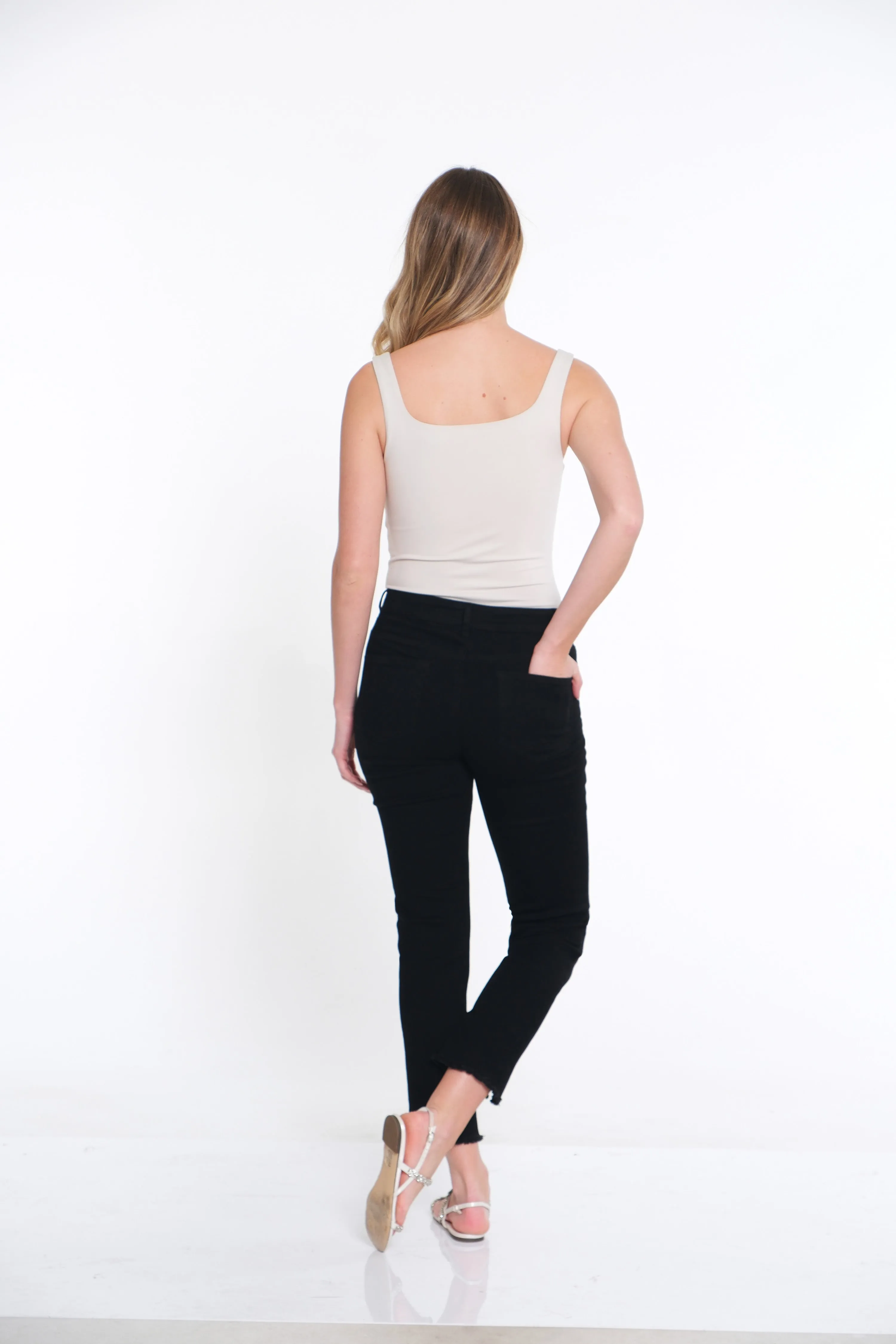 Center Seamed Denim Ankle Jean - Black Denim sold by SlimSation product image thumbnail 3