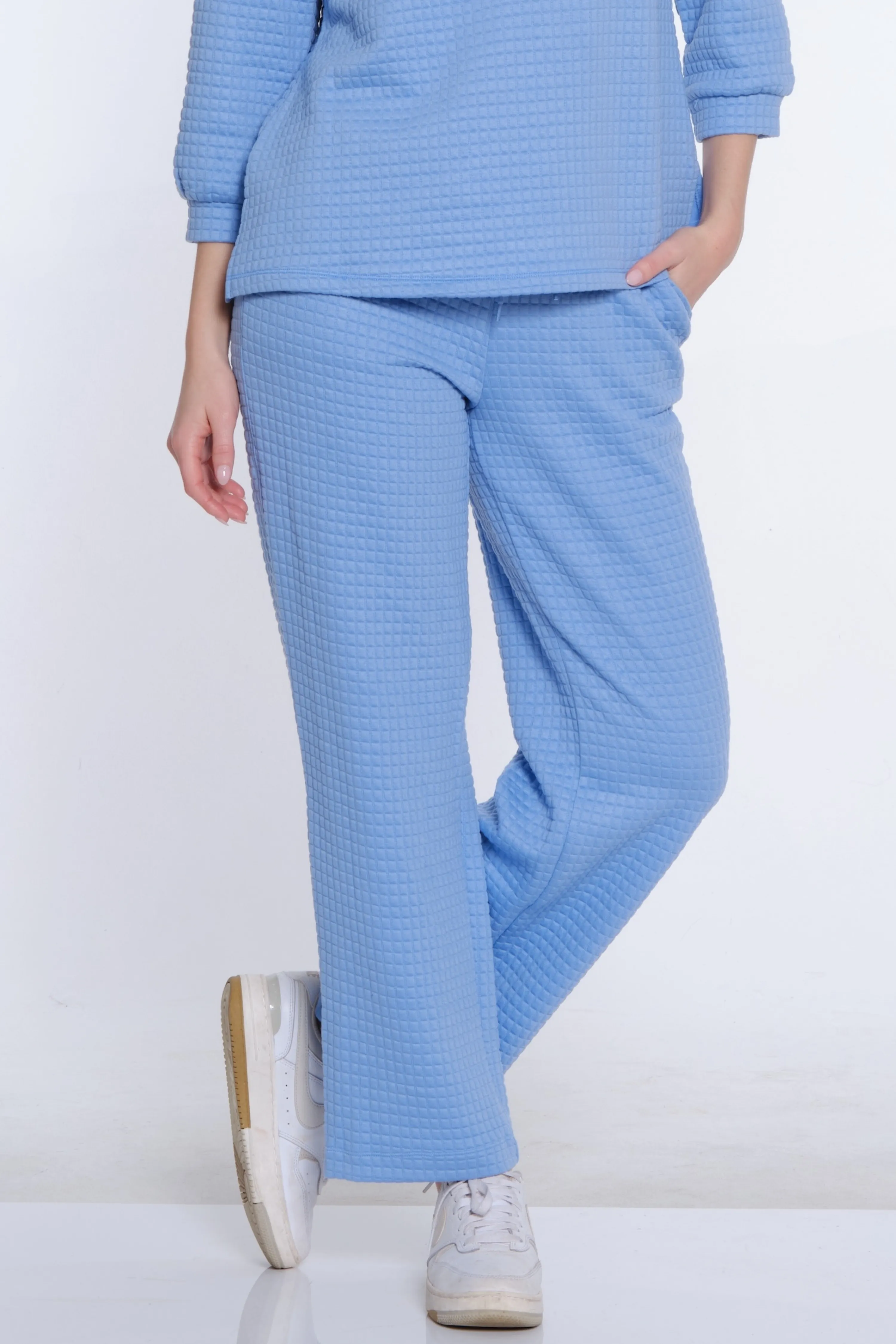 Jacquard Knit Ankle Pant - Cornflower sold by SlimSation