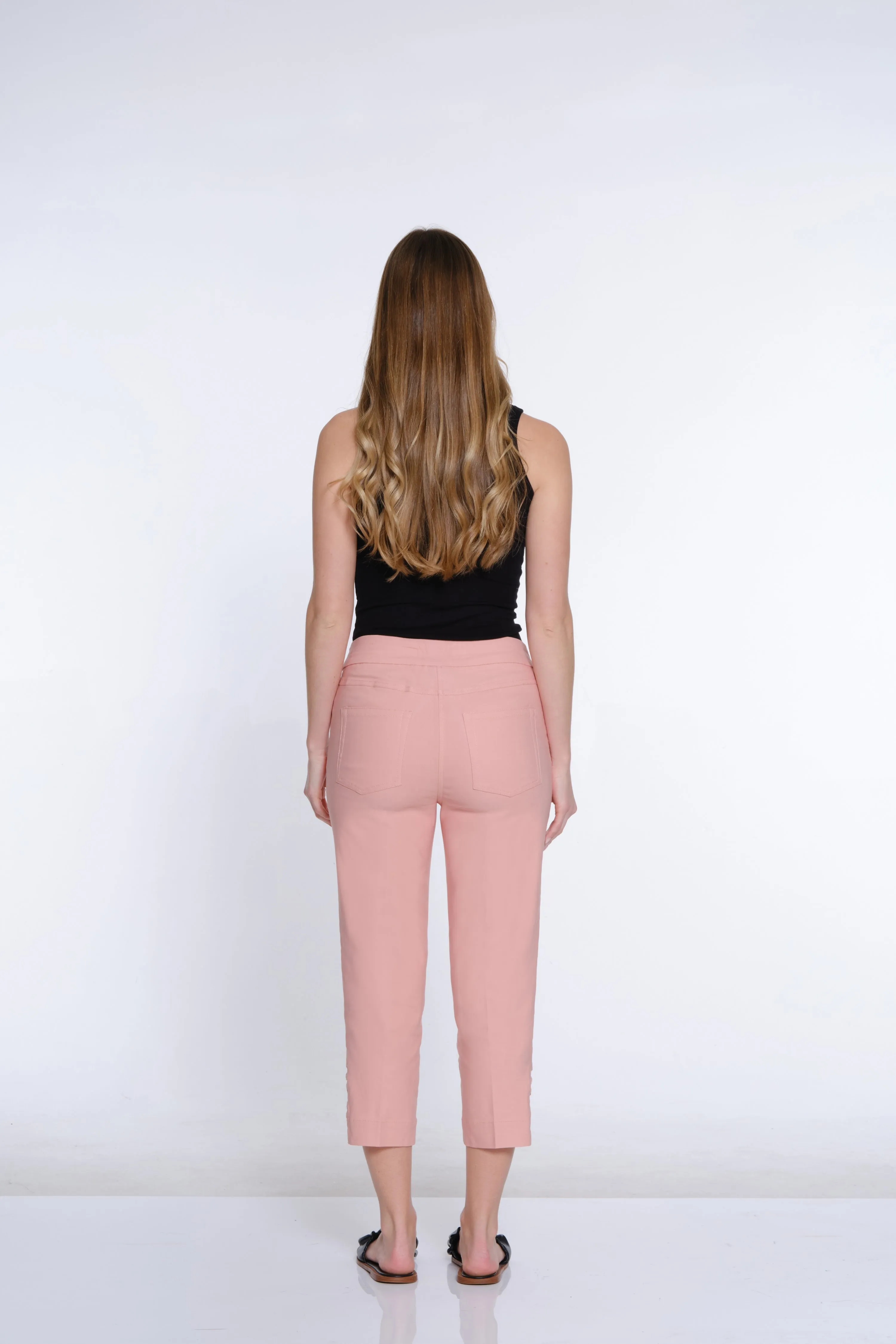 Twill Crop Pant with Zig-Zag Strap Hem - Blush sold by SlimSation product image thumbnail 3