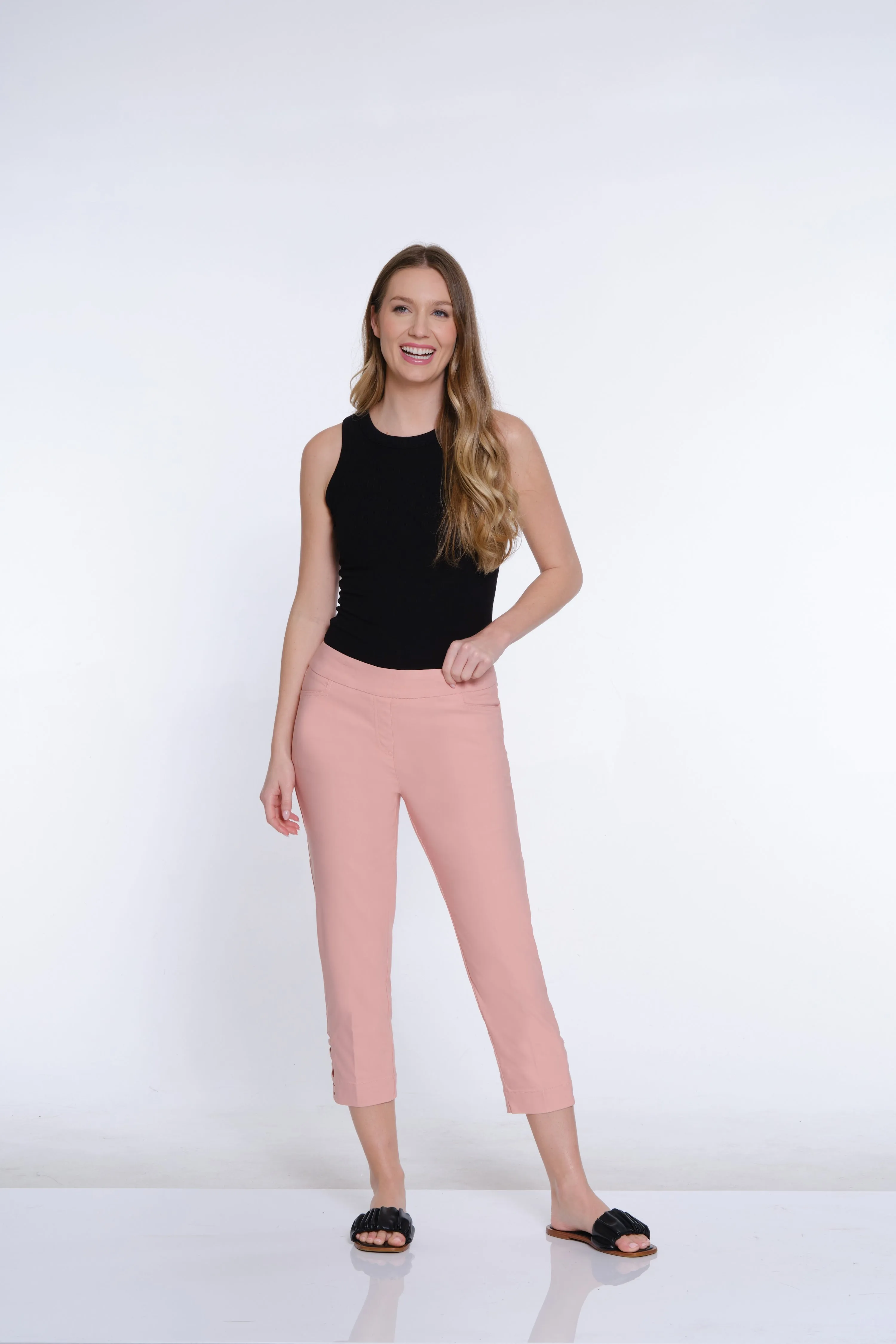 Twill Crop Pant with Zig-Zag Strap Hem - Blush sold by SlimSation product image thumbnail 5