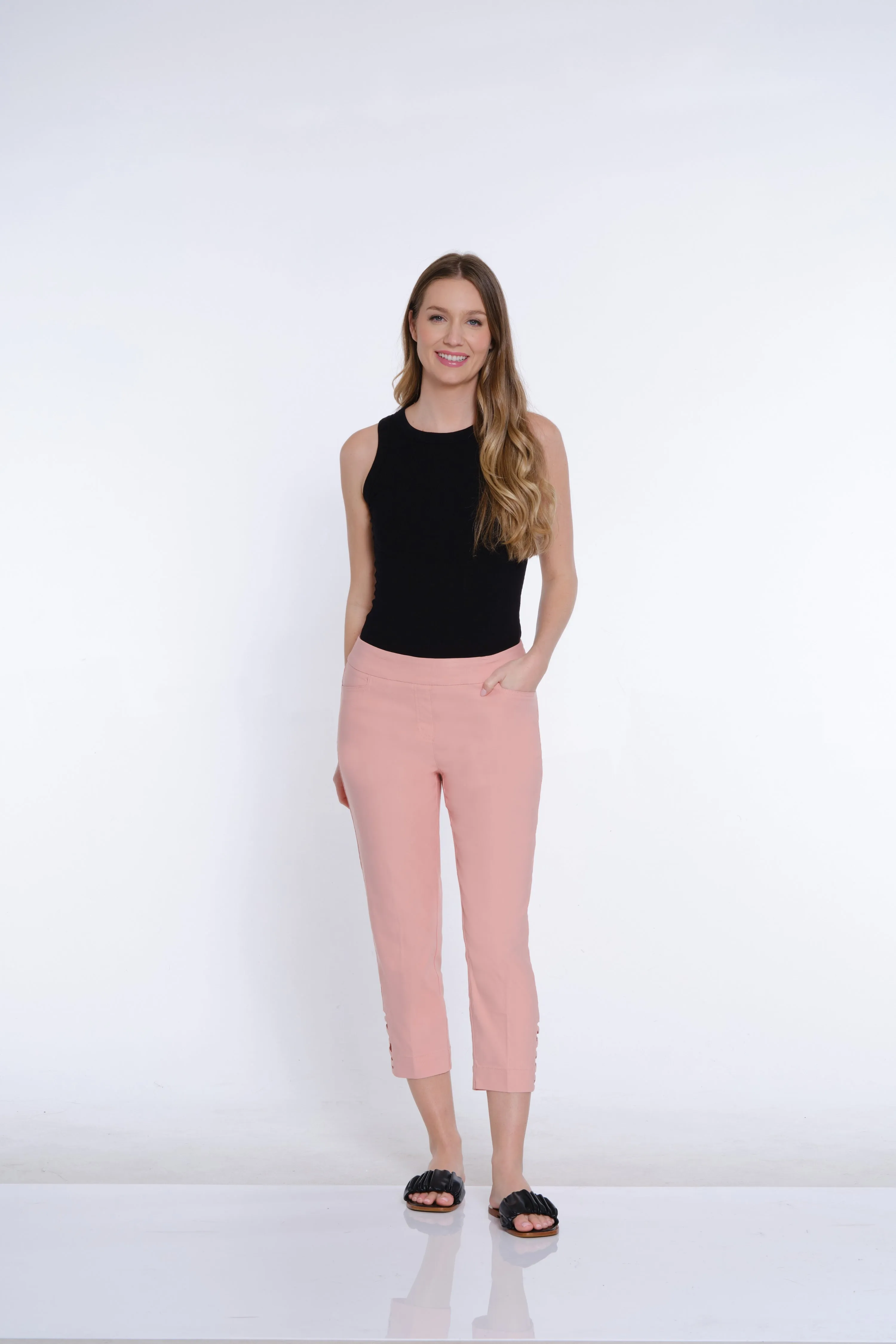 Twill Crop Pant with Zig-Zag Strap Hem - Blush sold by SlimSation product image thumbnail 2