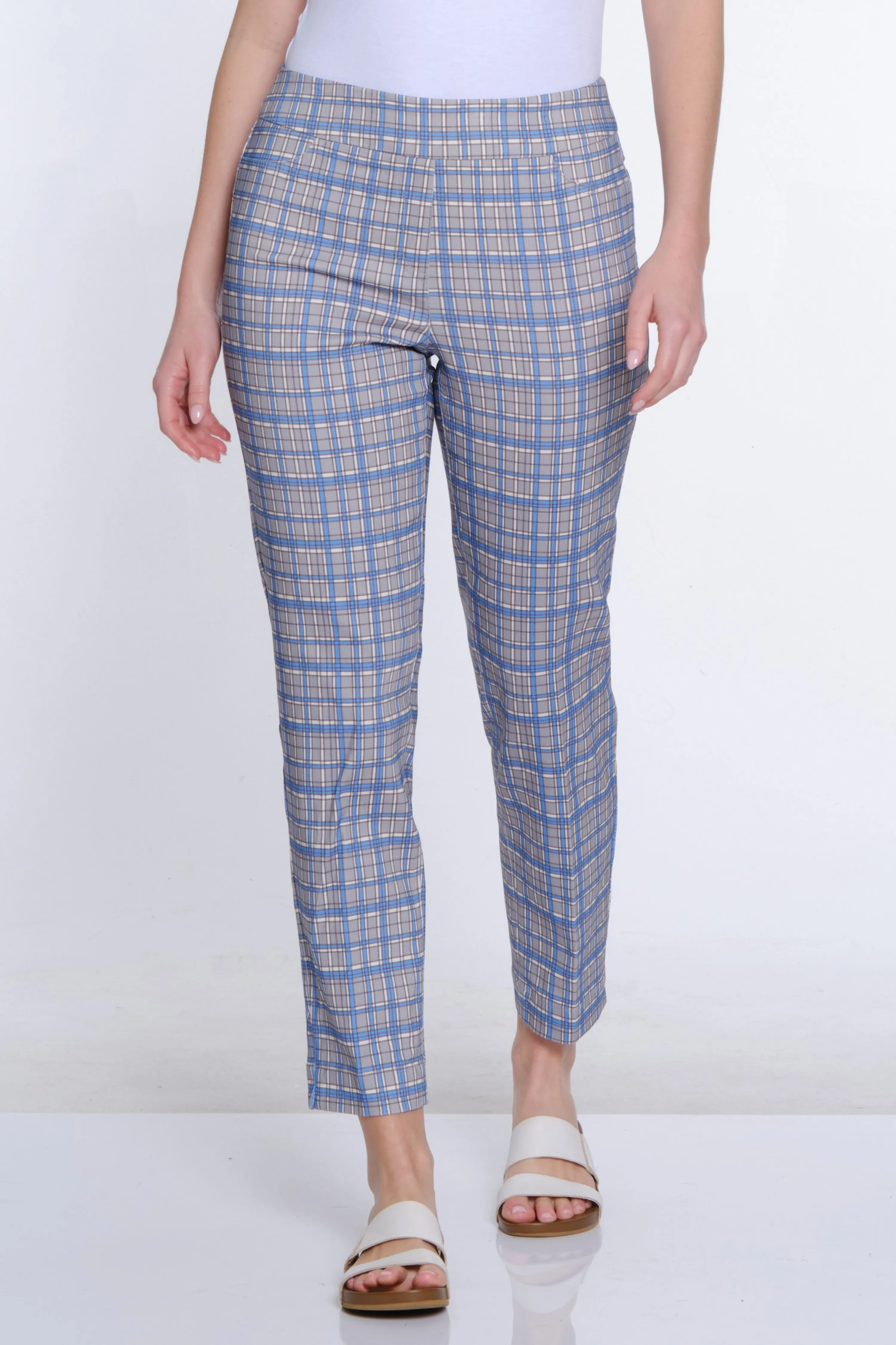Print Ankle Pant - Plaid Multi sold by SlimSation