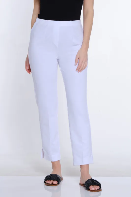 Terry Knit Ankle Pant - White sold by SlimSation