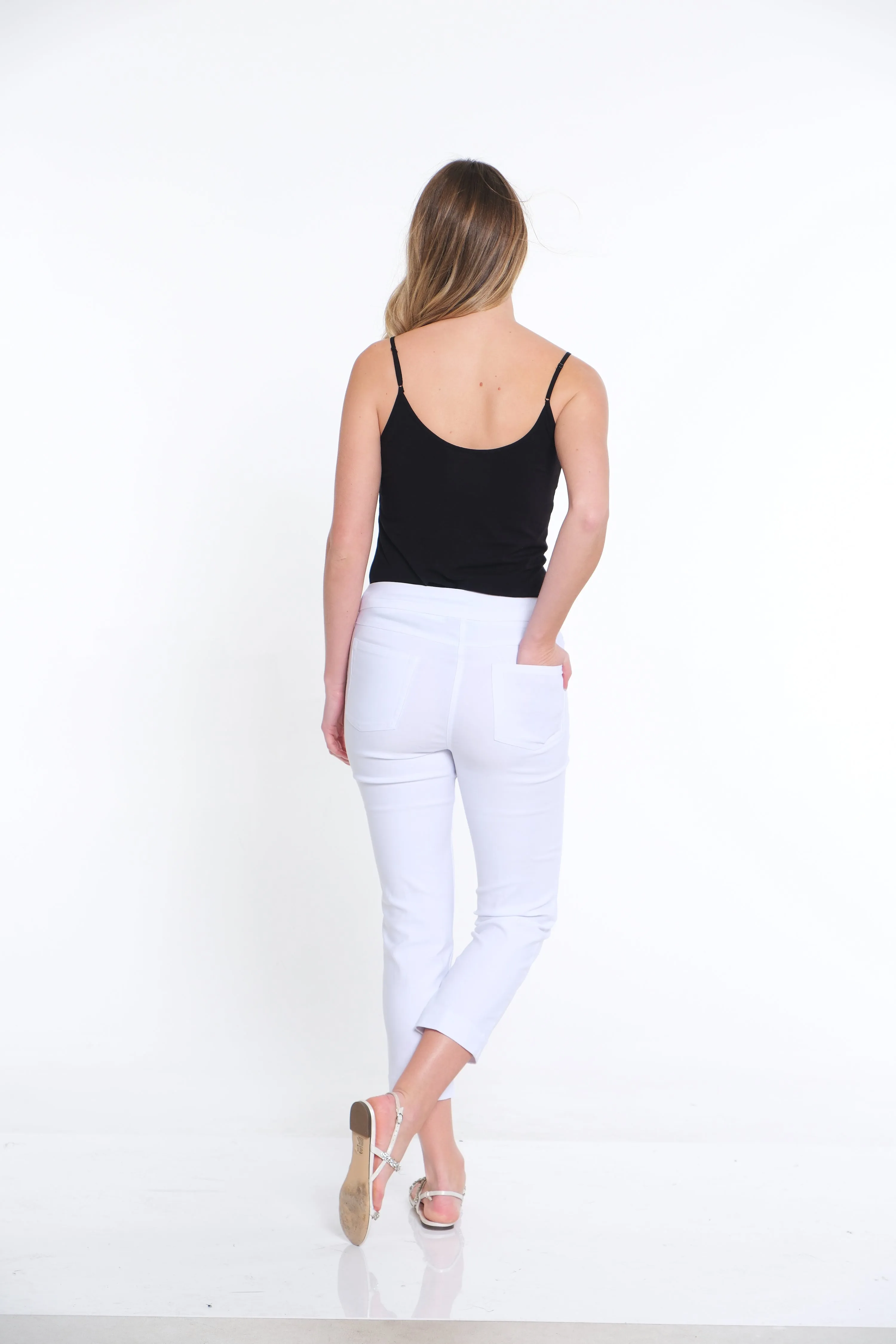 Petite Pull-On Crop Pant With Real Front & Back Pockets - White sold by SlimSation product image thumbnail 2