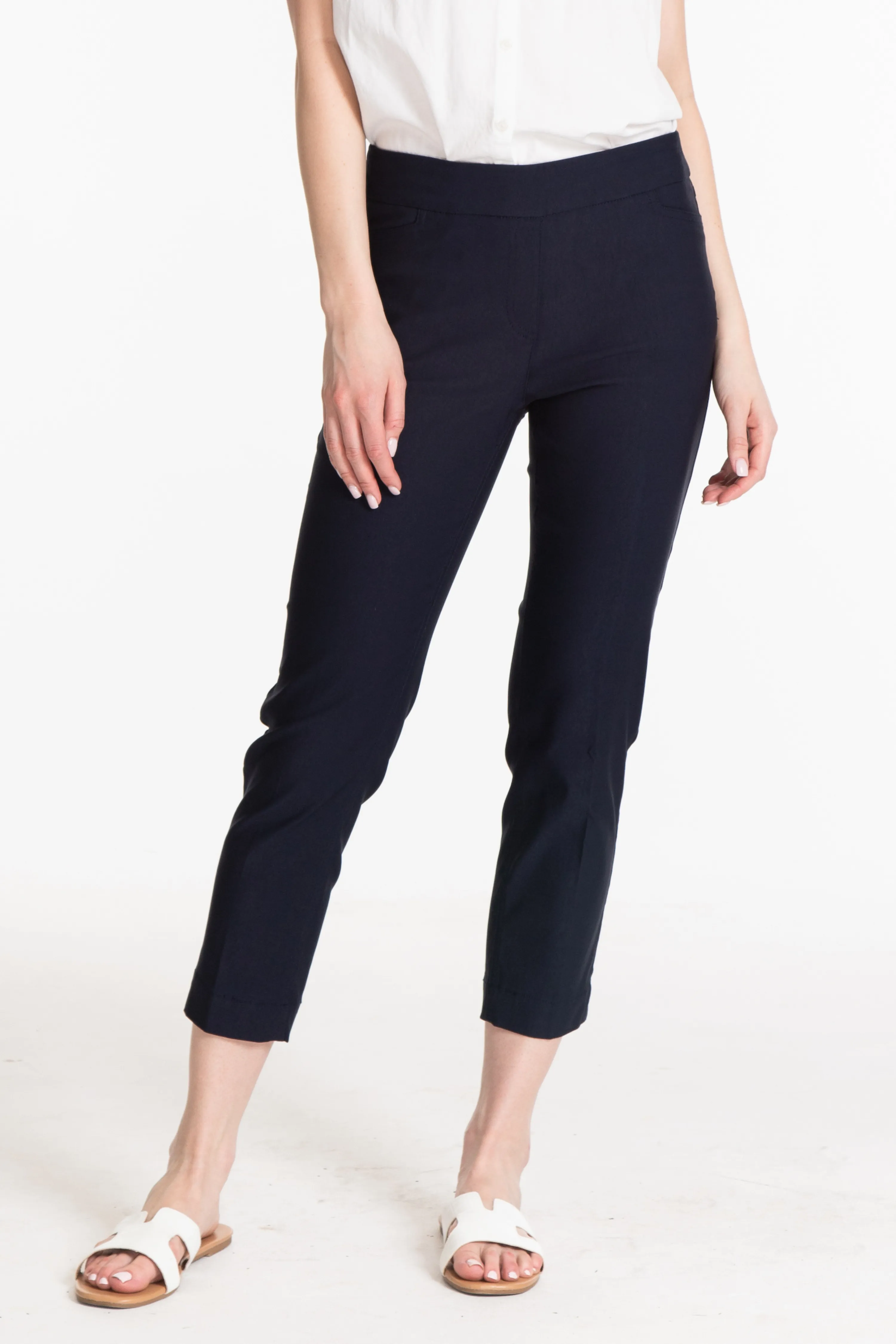 Plus Pull-On Crop Pant With Real Front & Back Pockets - Midnight sold by SlimSation