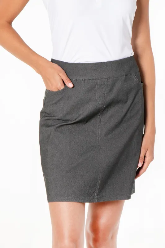 Pull-On Solid Skort with Pockets - Charcoal sold by SlimSation