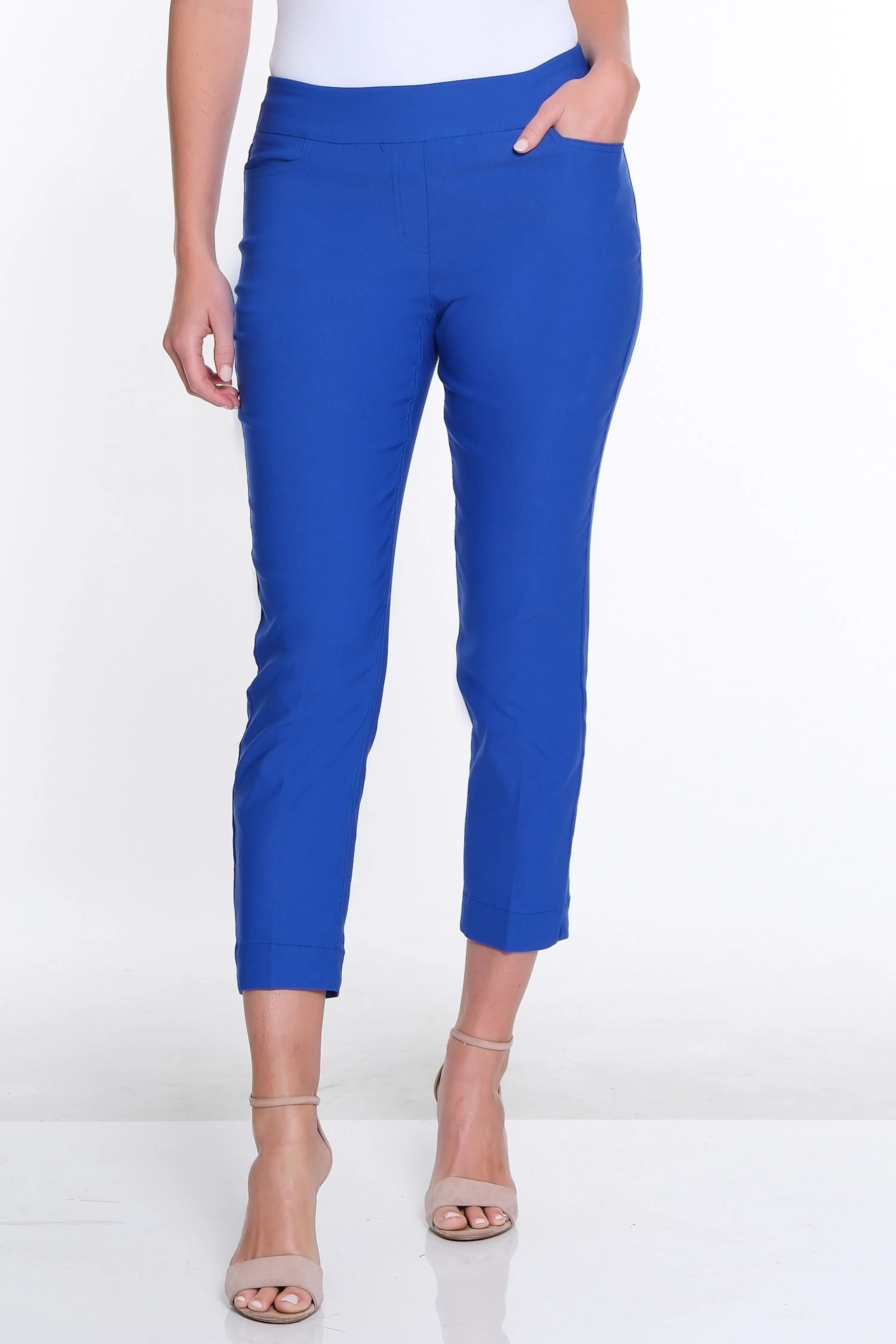 Plus Size Pull-On Crop Pant With Real Front & Back Pockets - Bright Royal sold by SlimSation