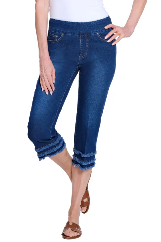 Capri Jean with Triple Fringe Hem - Dark Indigo sold by SlimSation