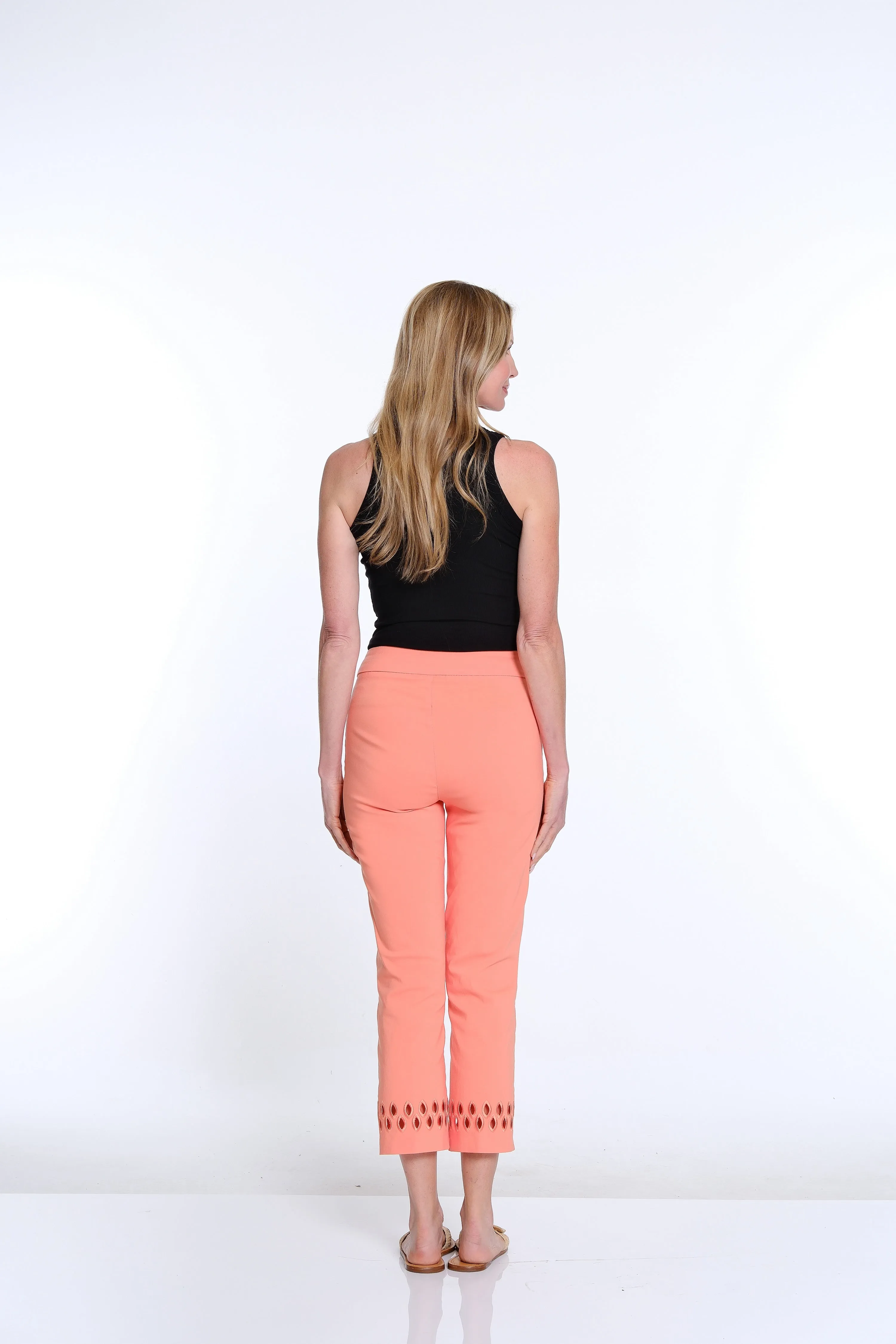 Ankle Pant with Geometric Cutout Hem - Melon sold by SlimSation product image thumbnail 3
