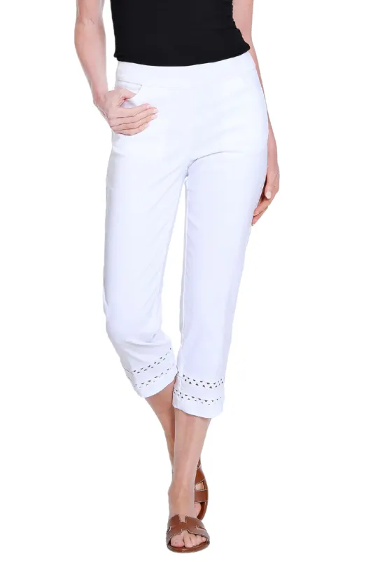 Denim Crop Pant with Detailed Hem - White sold by SlimSation