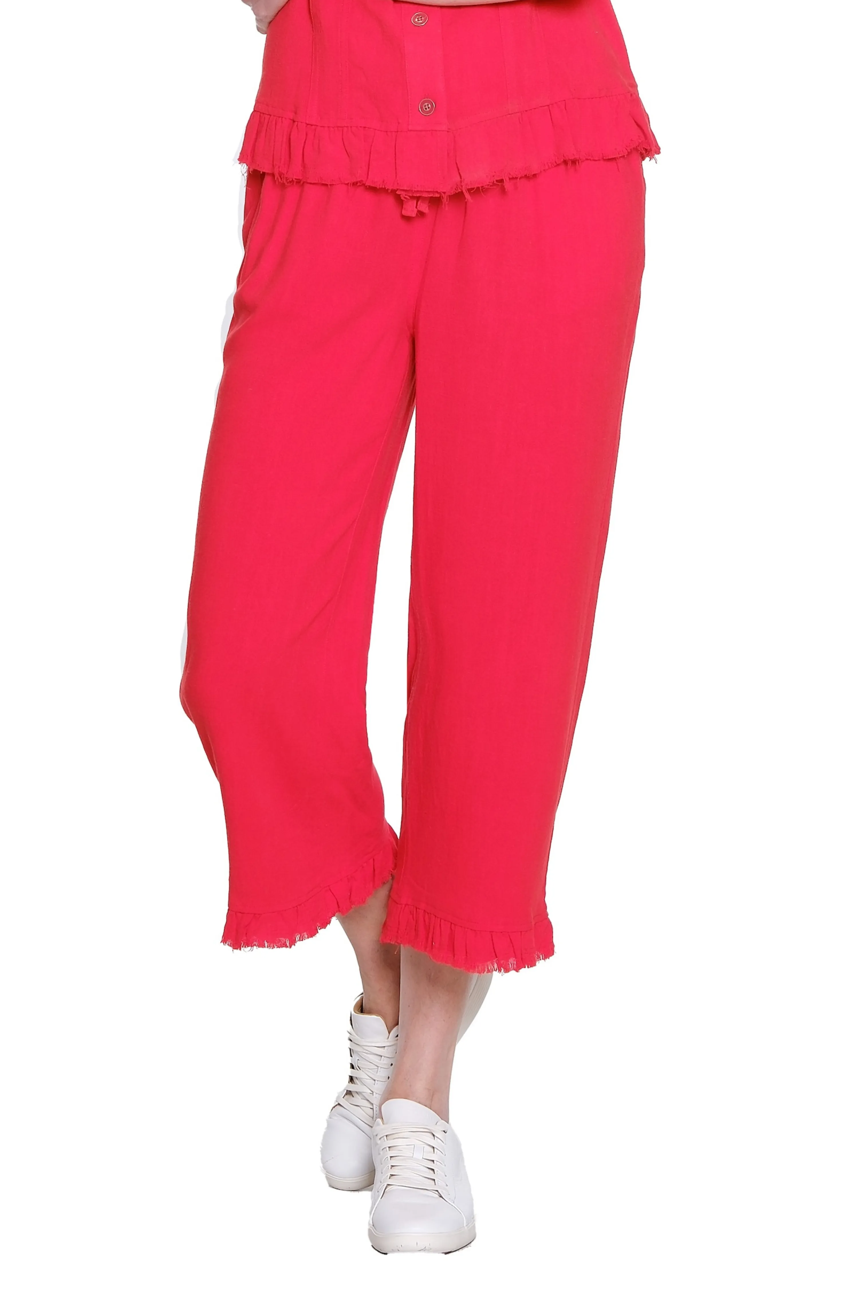 Plus Ruffle Hem Crop Pant - Poppy sold by SlimSation