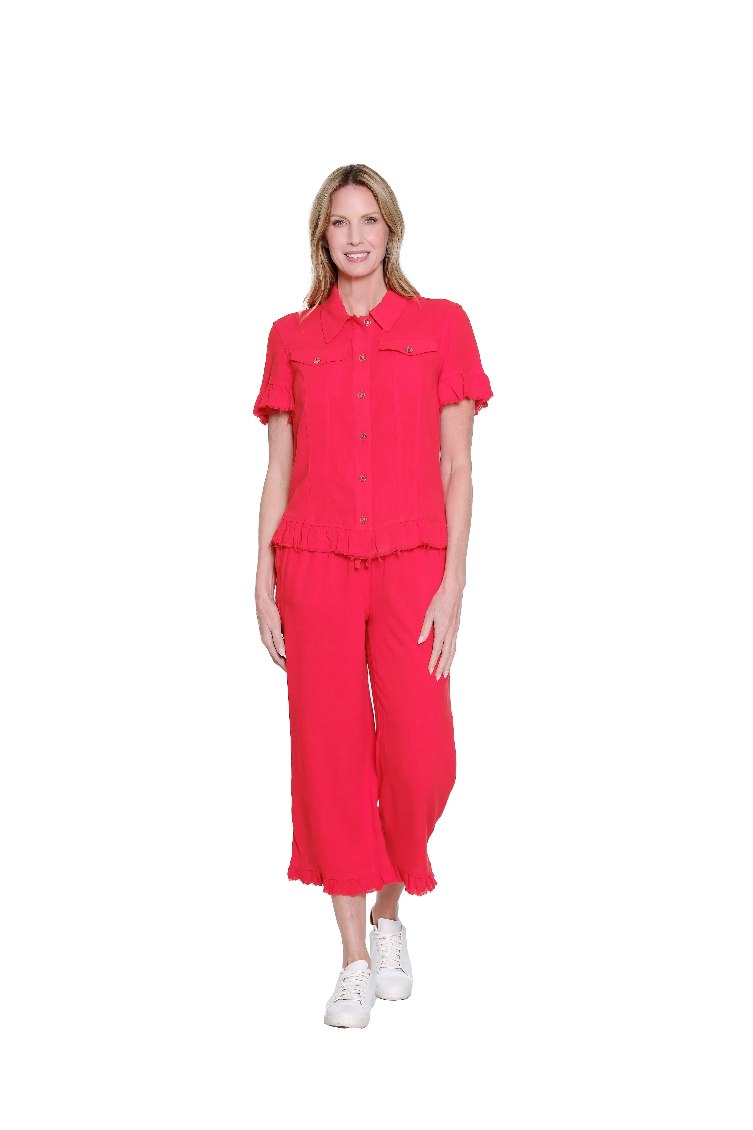 Plus Ruffle Hem Crop Pant - Poppy sold by SlimSation product image thumbnail 5