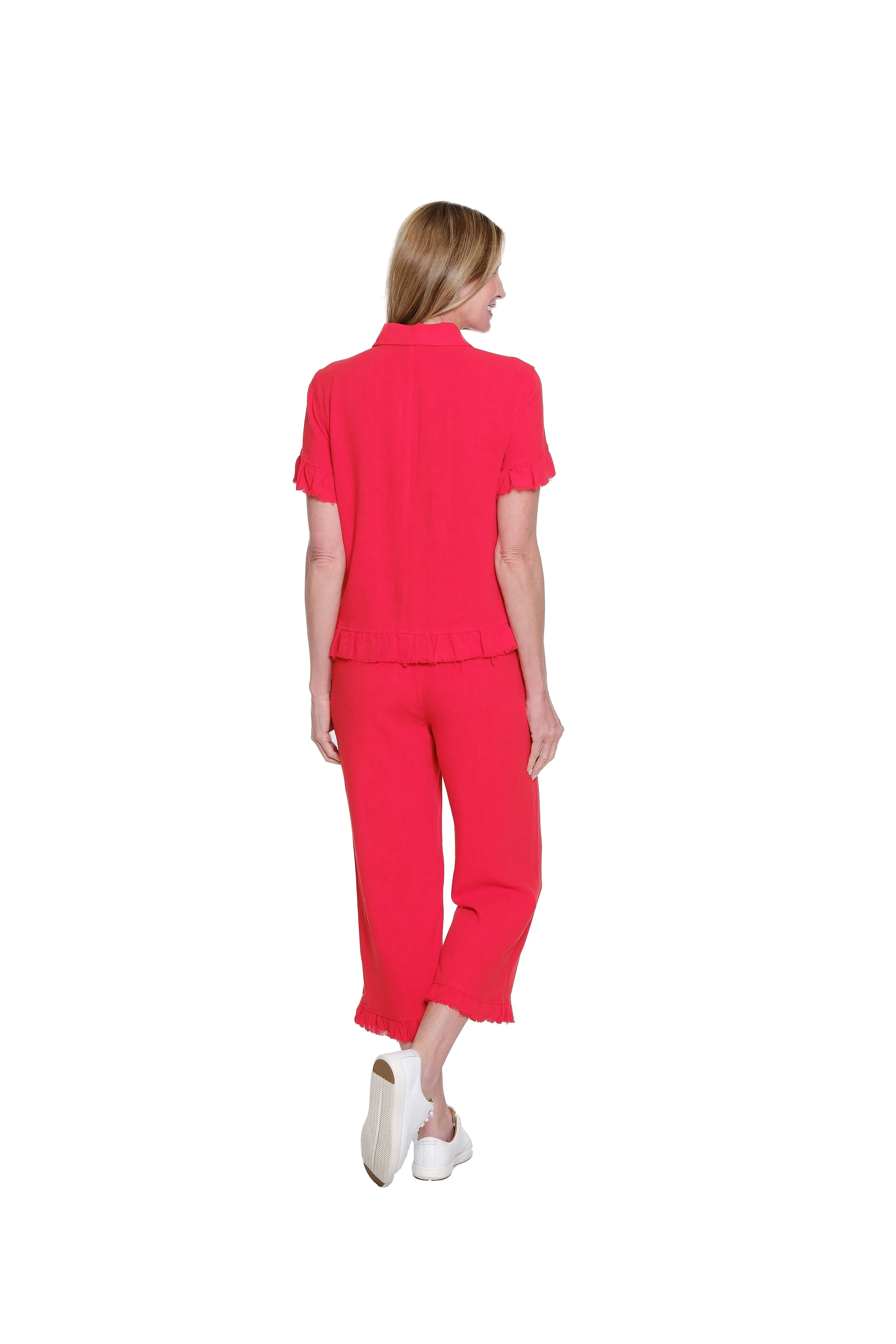 Plus Ruffle Hem Crop Pant - Poppy sold by SlimSation product image thumbnail 2