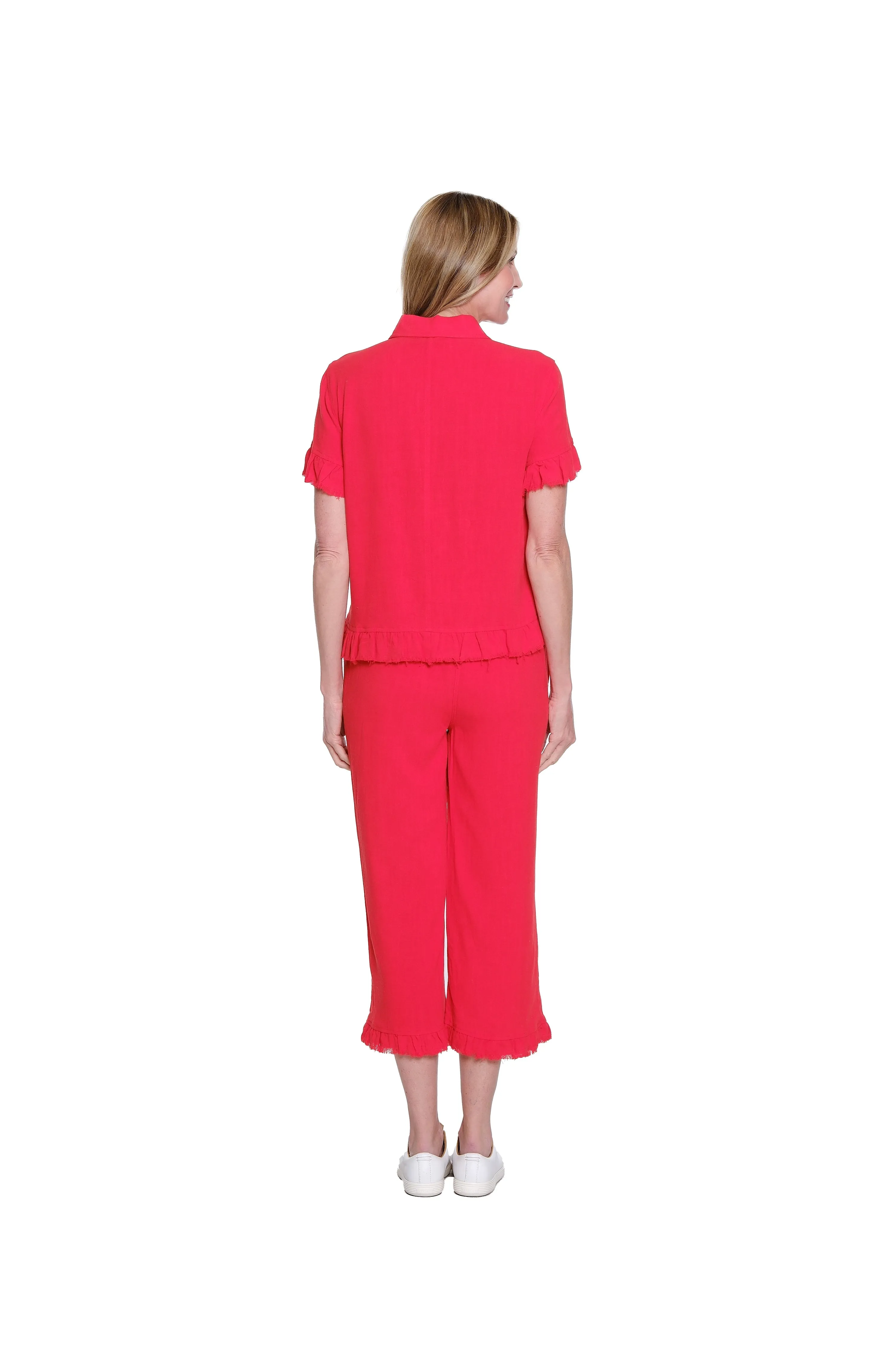 Plus Ruffle Hem Crop Pant - Poppy sold by SlimSation product image thumbnail 3