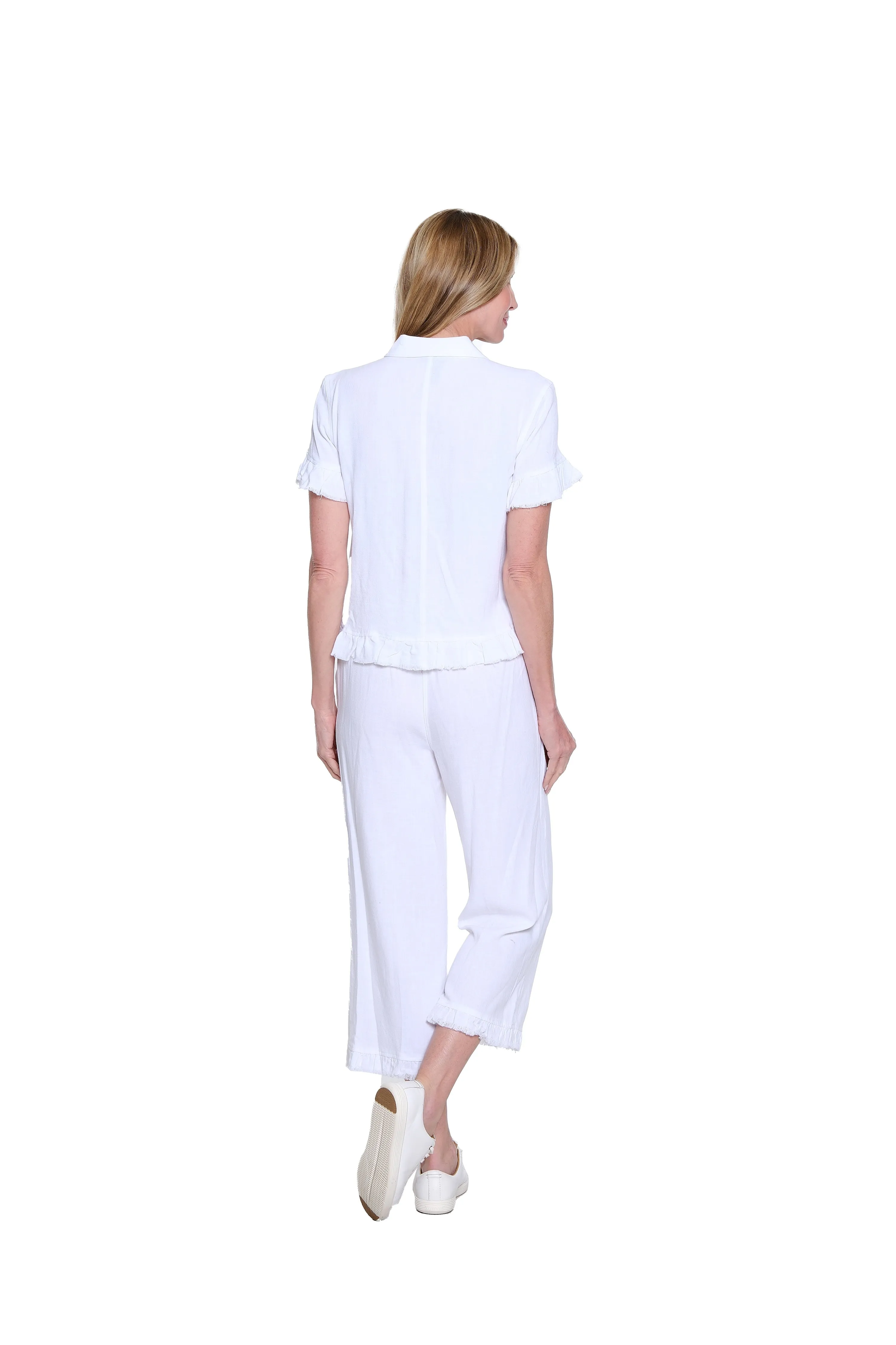 Plus Size Ruffle Hem Crop Pant - White sold by SlimSation product image thumbnail 2