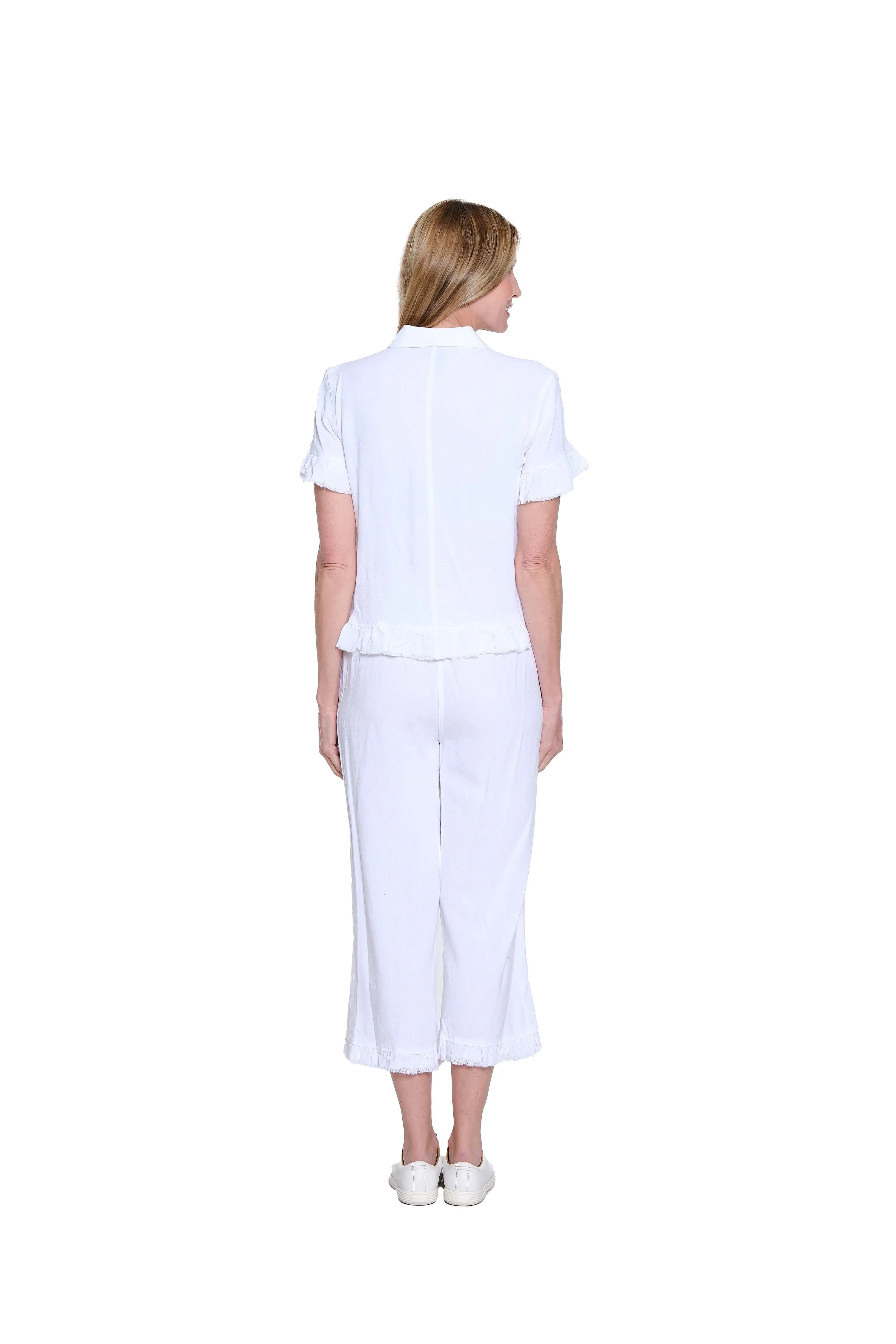 Plus Size Ruffle Hem Crop Pant - White sold by SlimSation product image thumbnail 3
