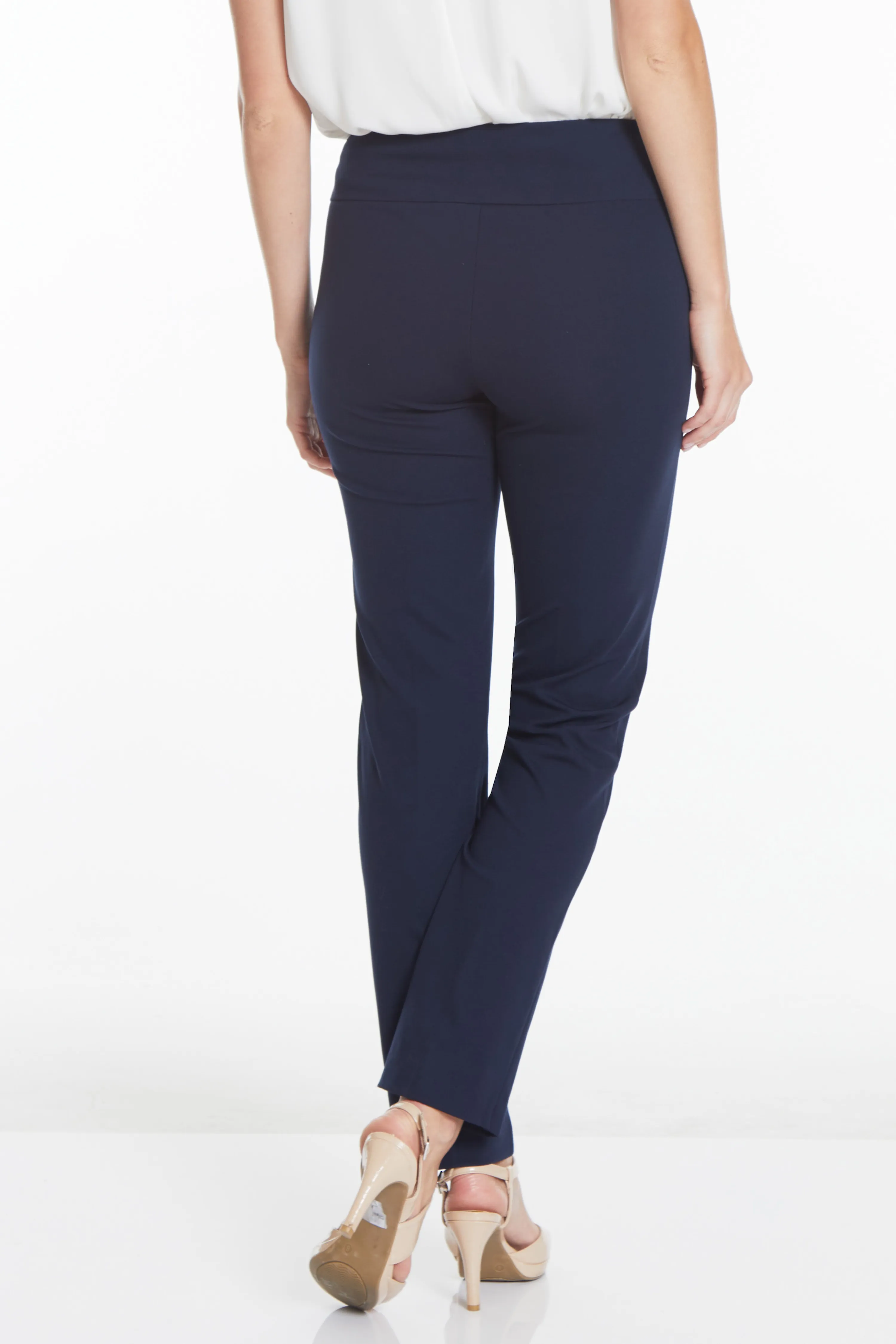 Wide Band Elastic Waist Ankle Pants - Midnight Blue sold by SlimSation product image thumbnail 2