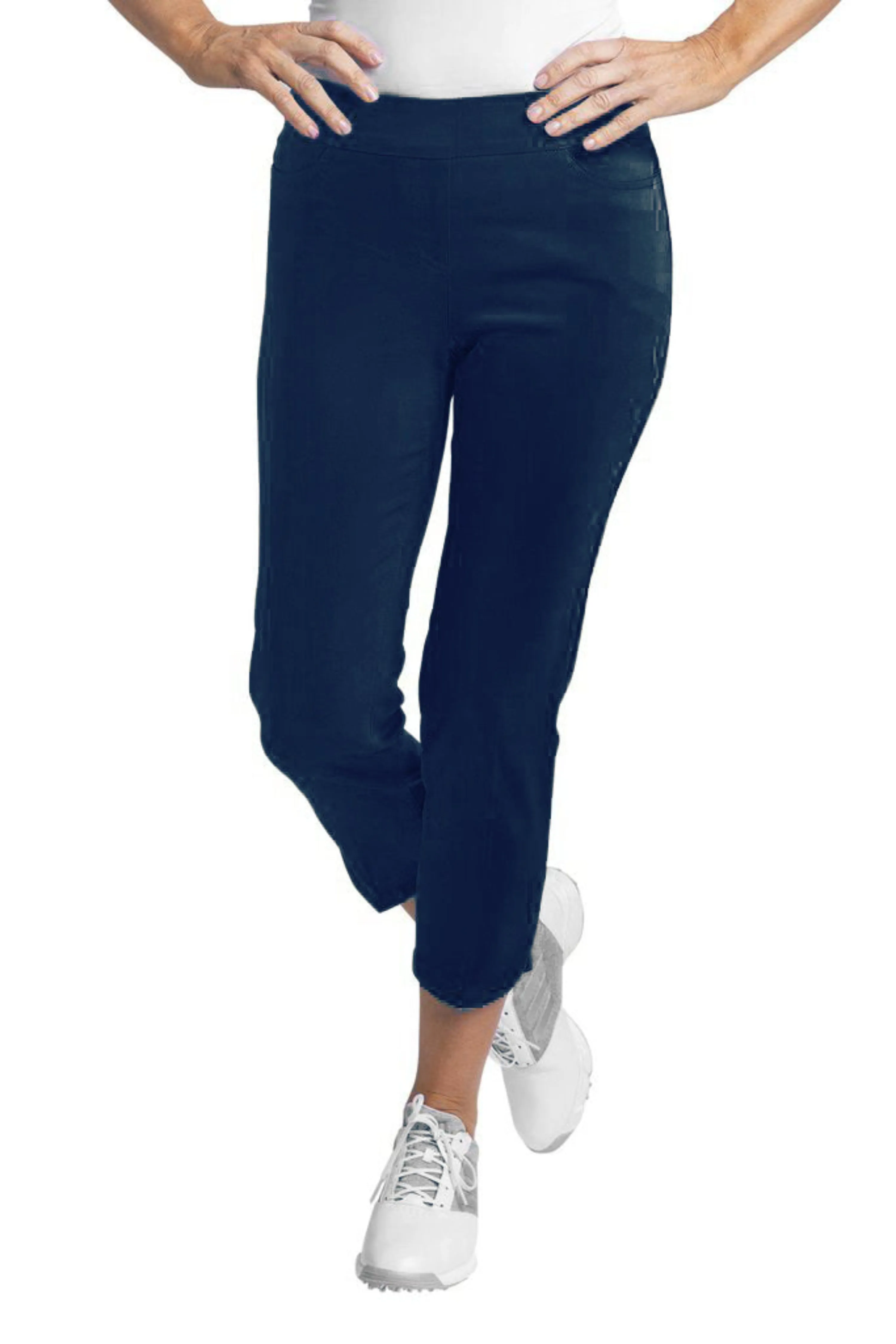 Dolphin Hem Crop Pants - Midnight Blue sold by SlimSation