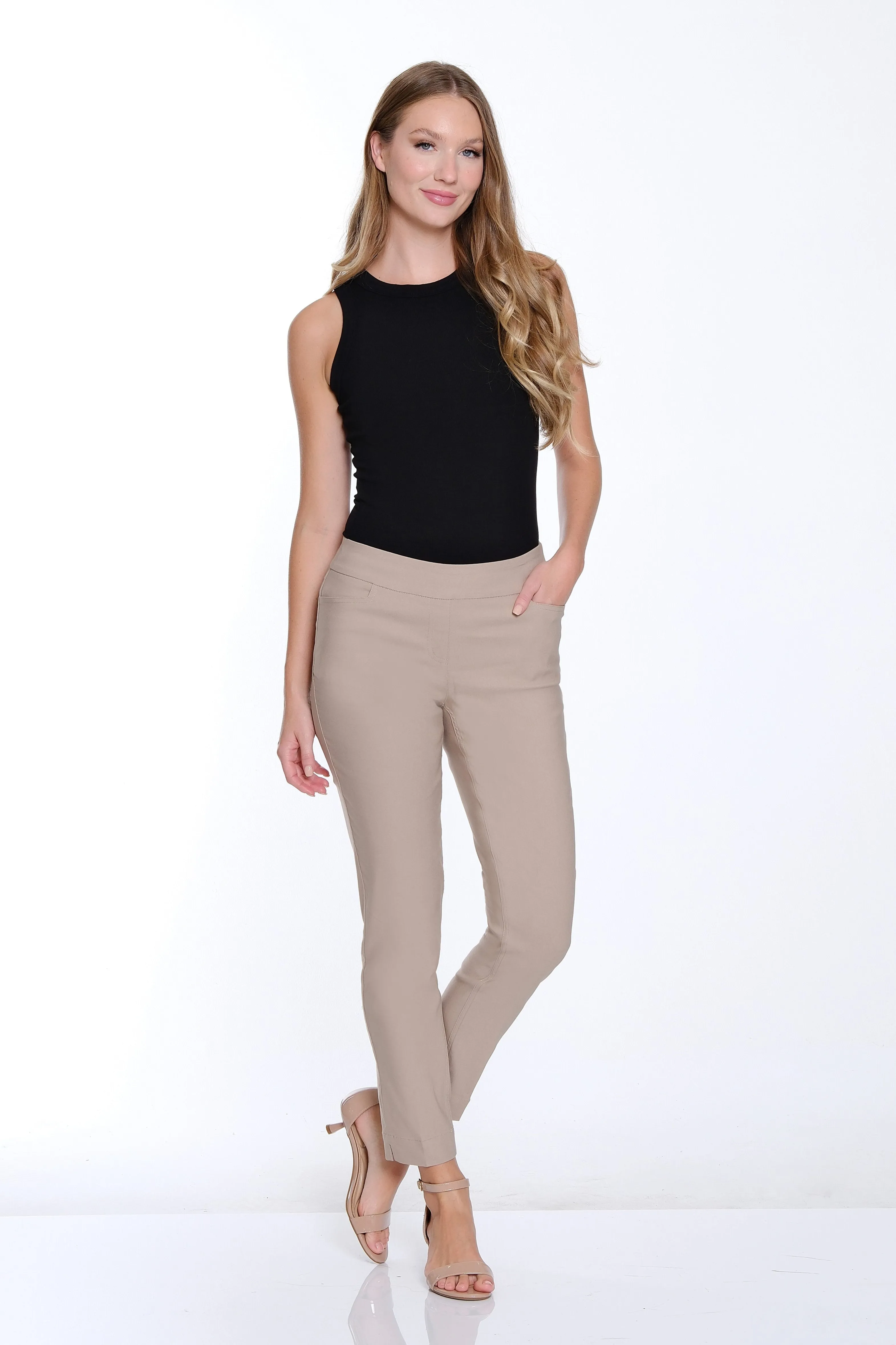 Plus Size Solid Fine Line Twill Ankle Pant - Stone sold by SlimSation product image thumbnail 3