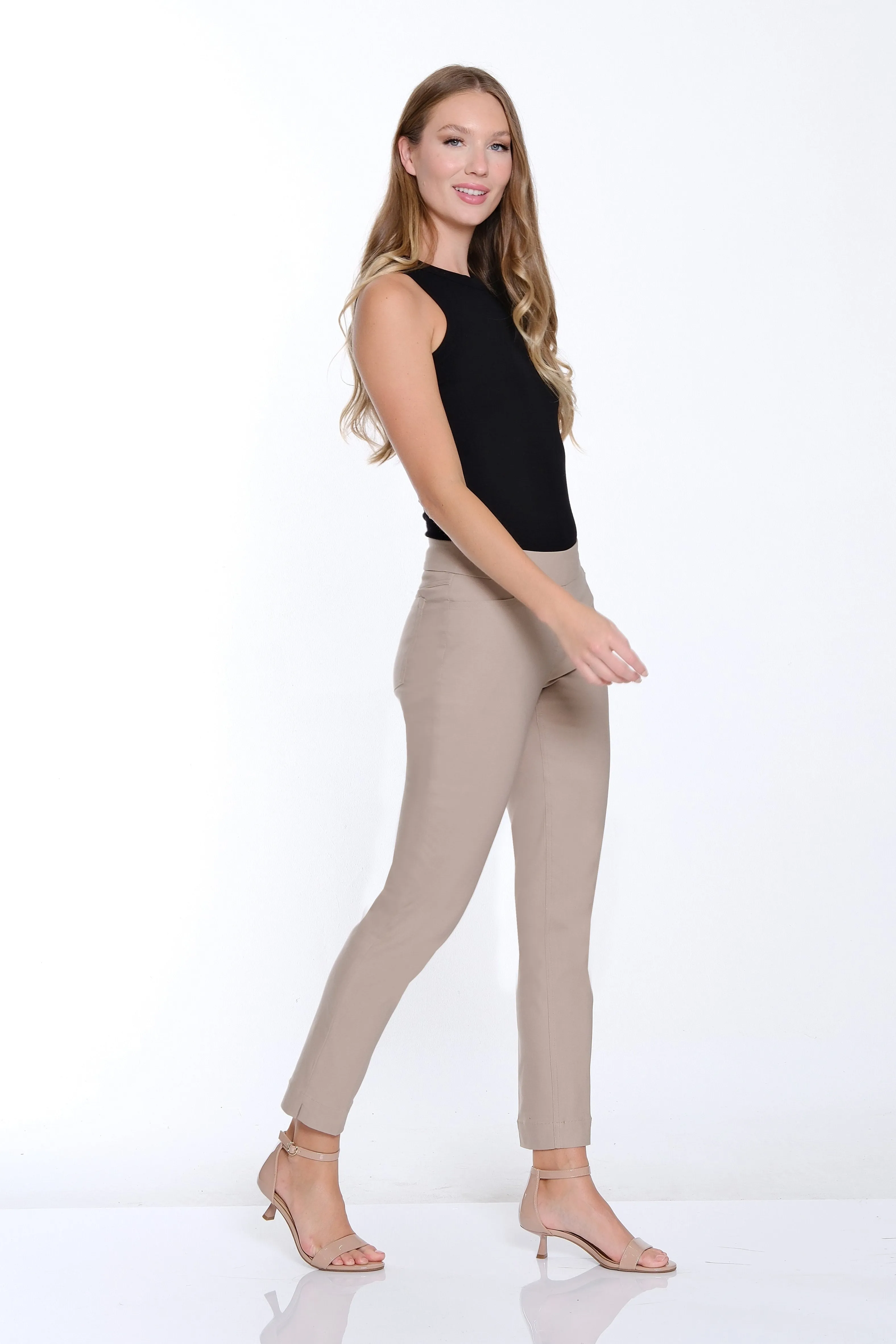 Plus Size Solid Fine Line Twill Ankle Pant - Stone sold by SlimSation product image thumbnail 5