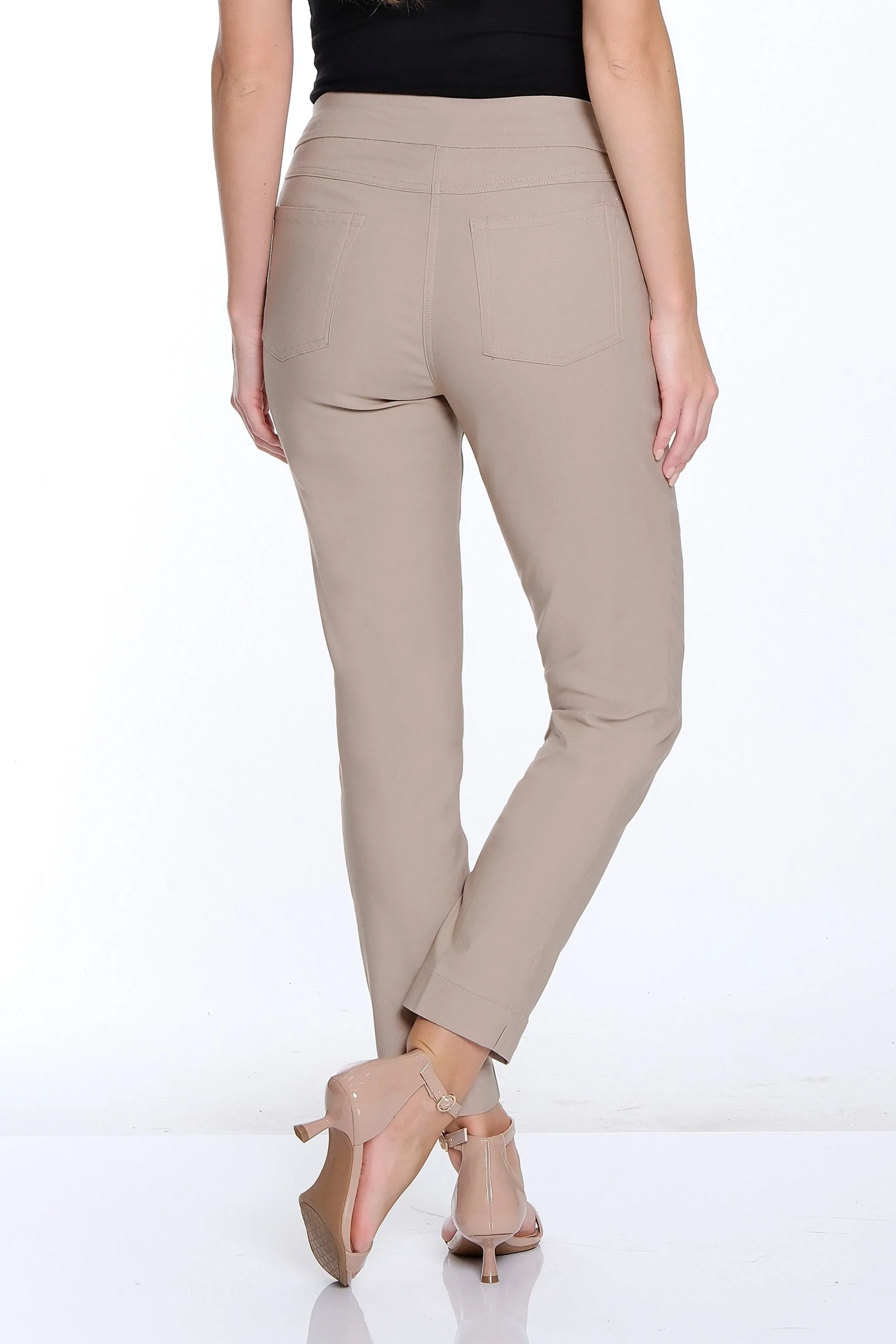 Plus Size Solid Fine Line Twill Ankle Pant - Stone sold by SlimSation product image thumbnail 2