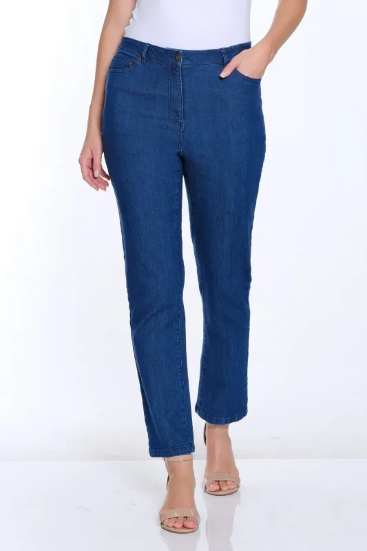 Silk Stretch Denim Ankle Jean - Dark Denim sold by SlimSation