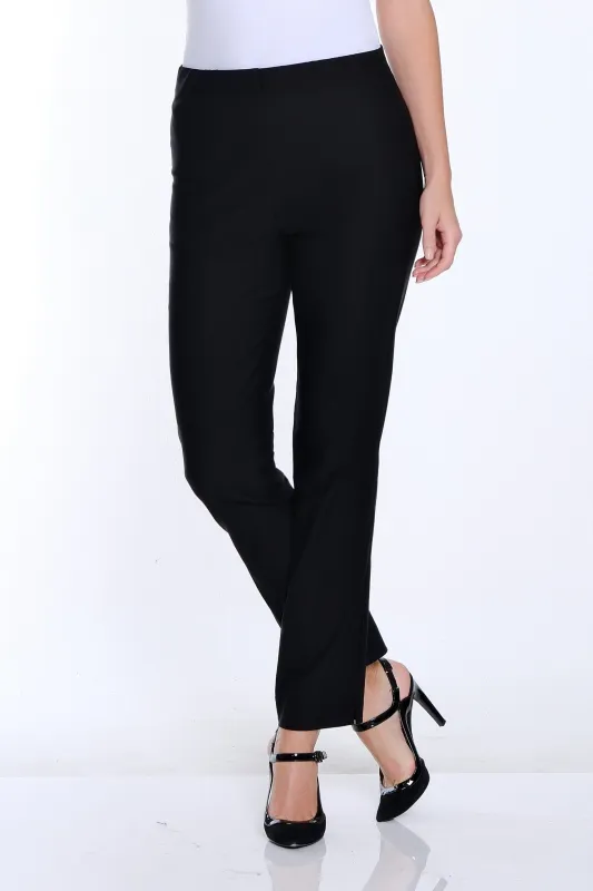 Pull-On Fine Line Twill Ankle Pant - Black sold by SlimSation