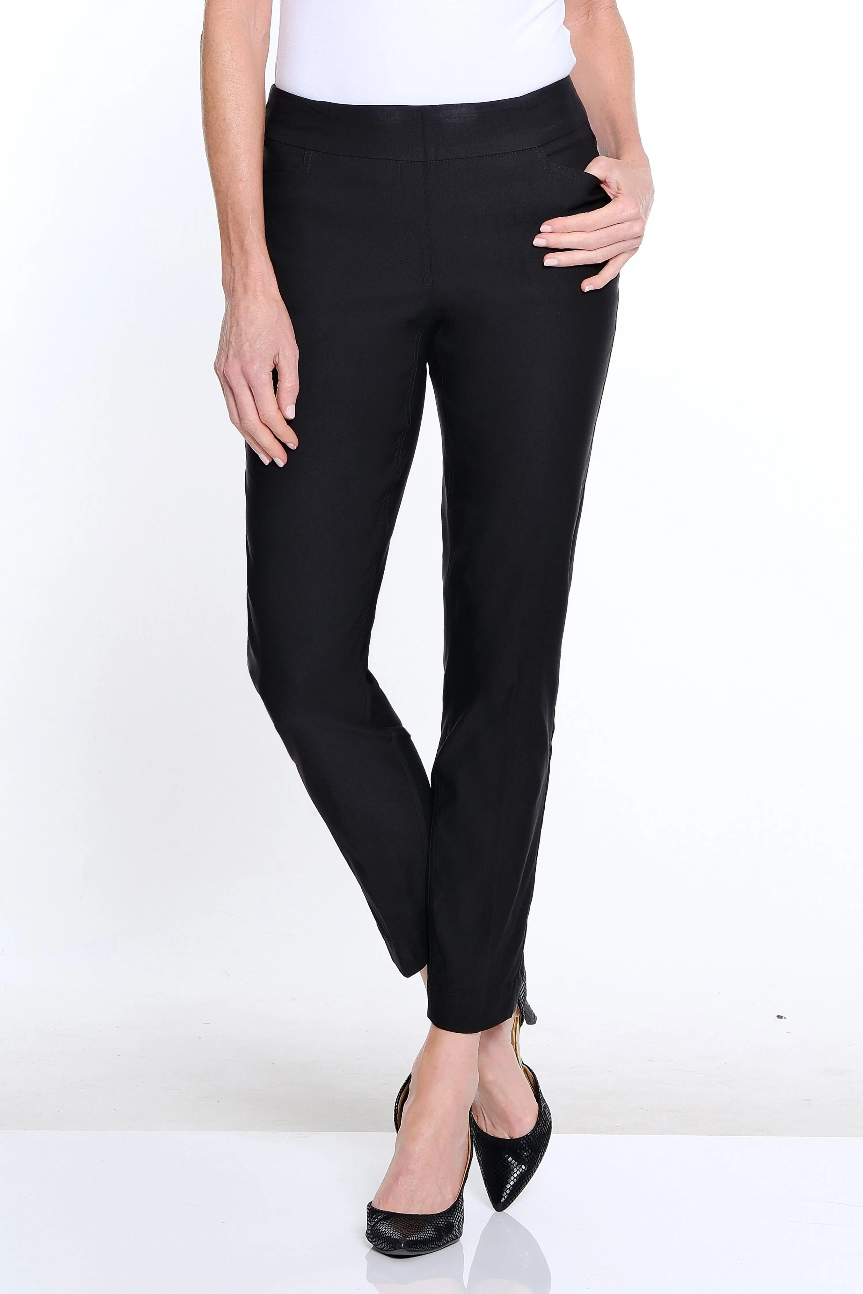 Thin Her Fine Line Twill Ankle Pant - Black sold by SlimSation