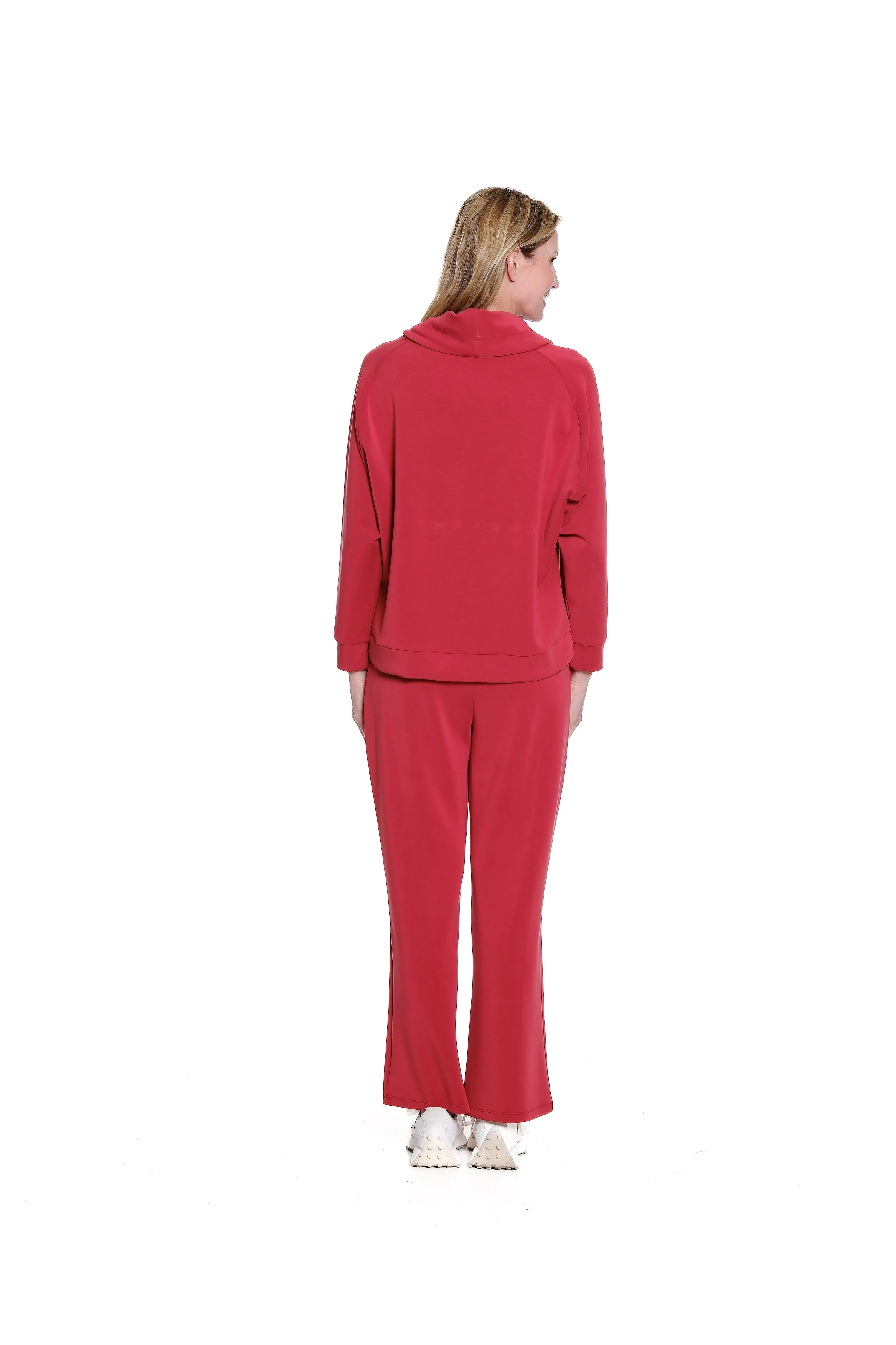 Drawstring Cowl Collar Knit Top - Petite - Crimson sold by SlimSation product image thumbnail 2