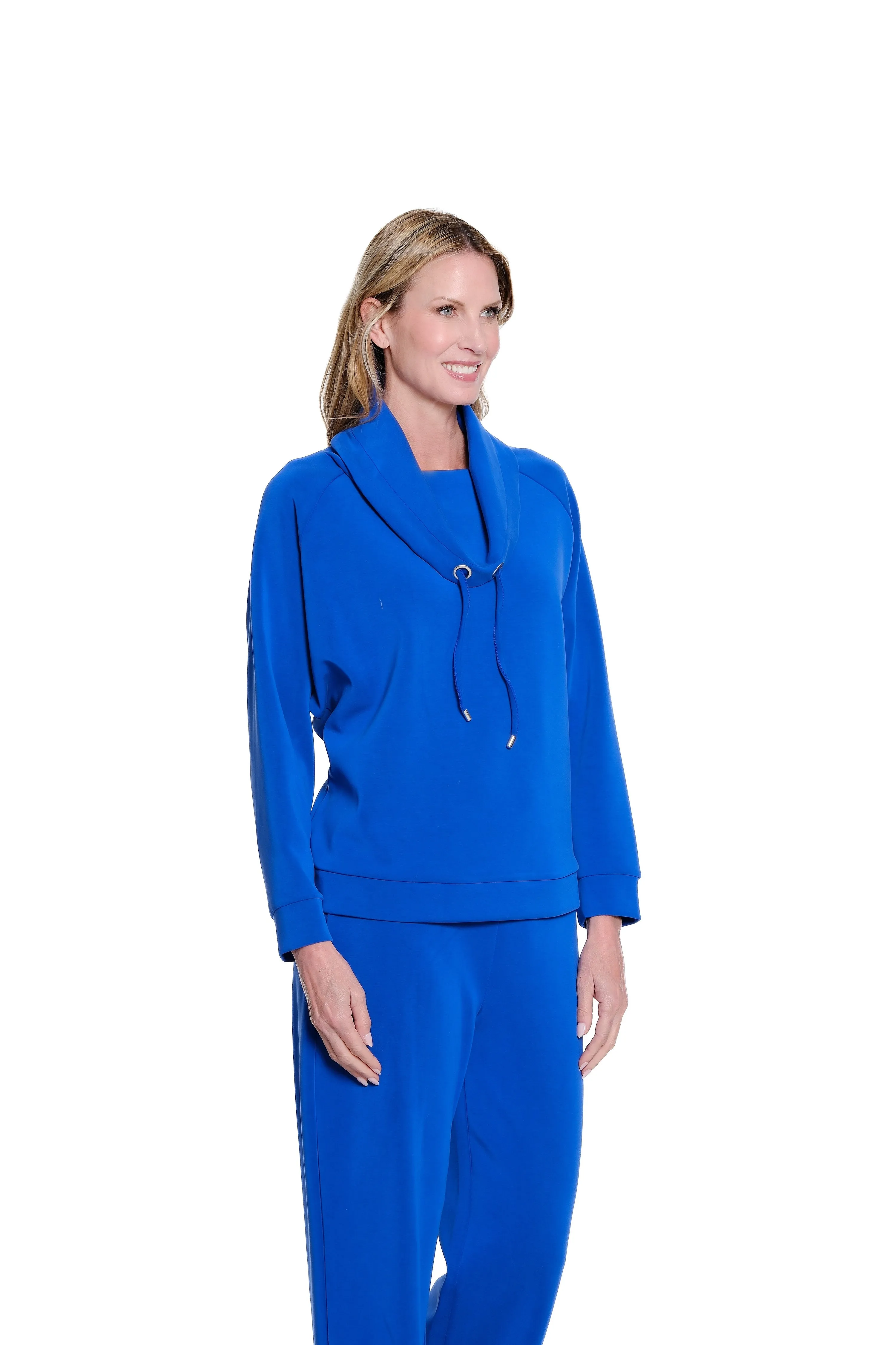 Drawstring Cowl Collar Knit Top - Petite - Royal sold by SlimSation product image thumbnail 2